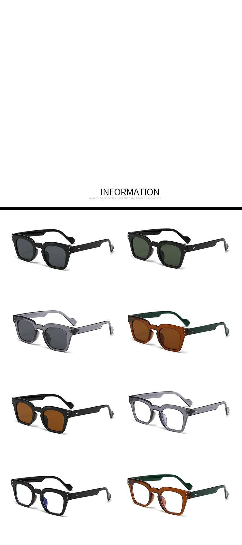 AUGEN Modern Rectangular Plastic Unisex Sunglasses UV 400 Protected Medium Size (200-C1)