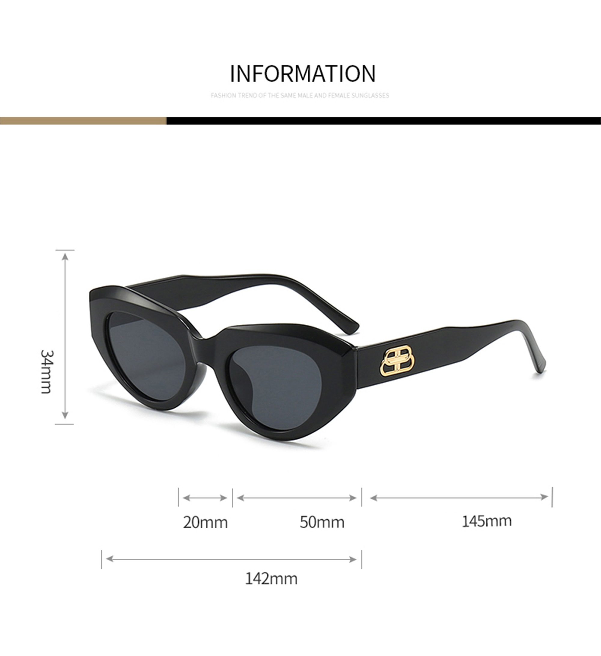 AUGEN Modern Cat Eye Plastic Women Sunglasses UV 400 Protected Medium Size (203-C1)