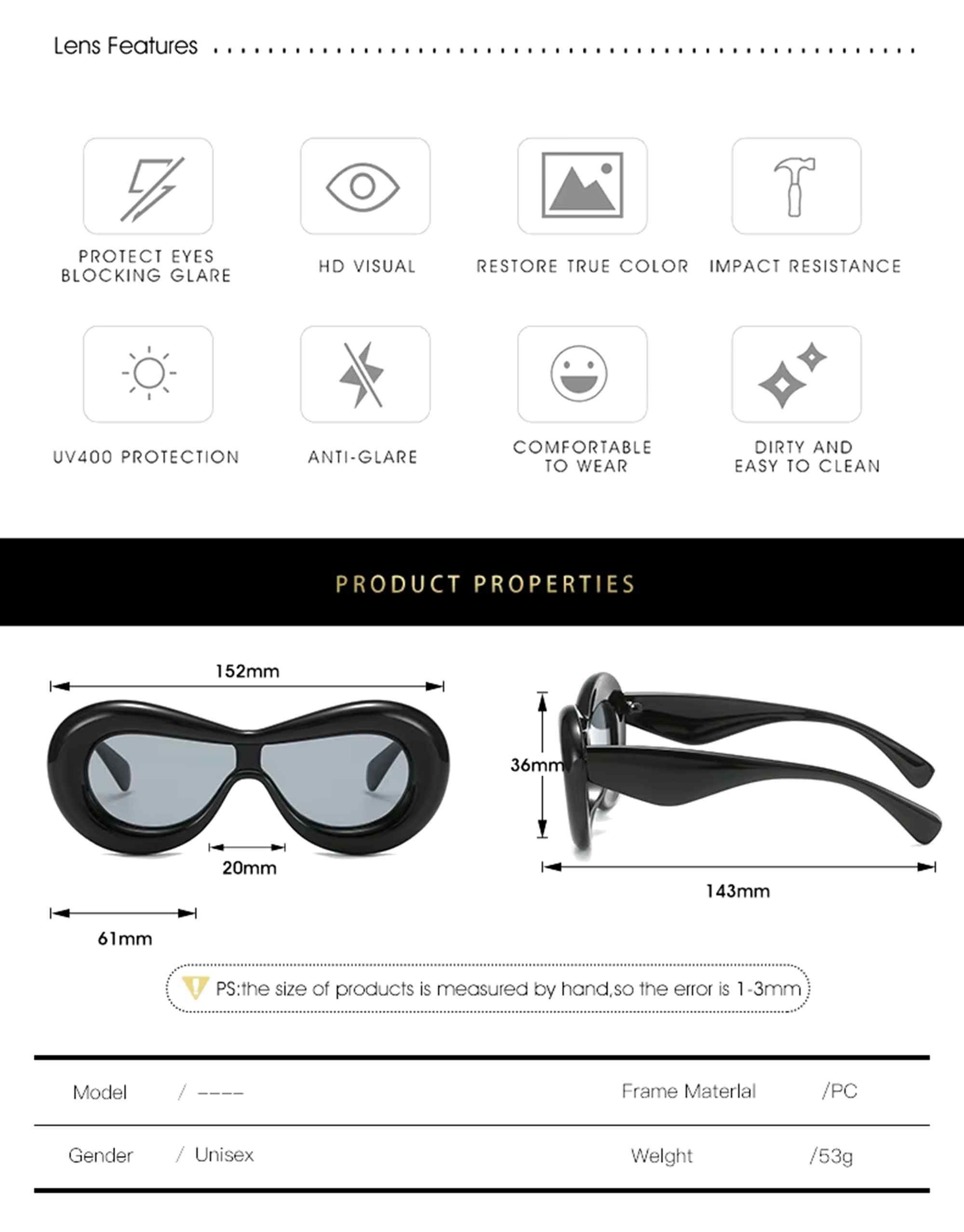AUGEN Modern Pilot Plastic Unisex Sunglasses UV 400 Protected Large Size (213-C3)