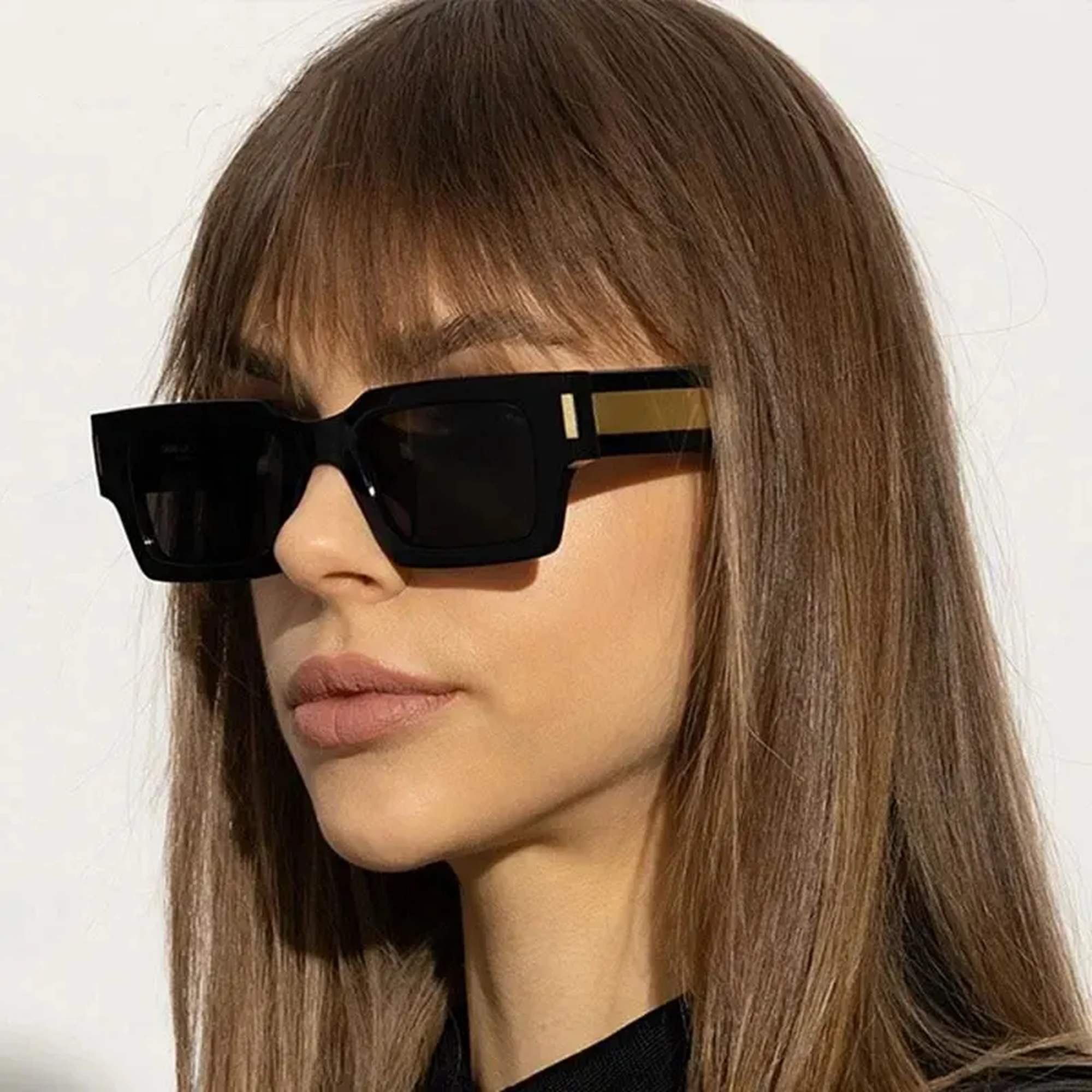 AUGEN Modern Rectangular Arrow Plastic Unisex Sunglasses UV 400 Protected Medium Size (214-C2)