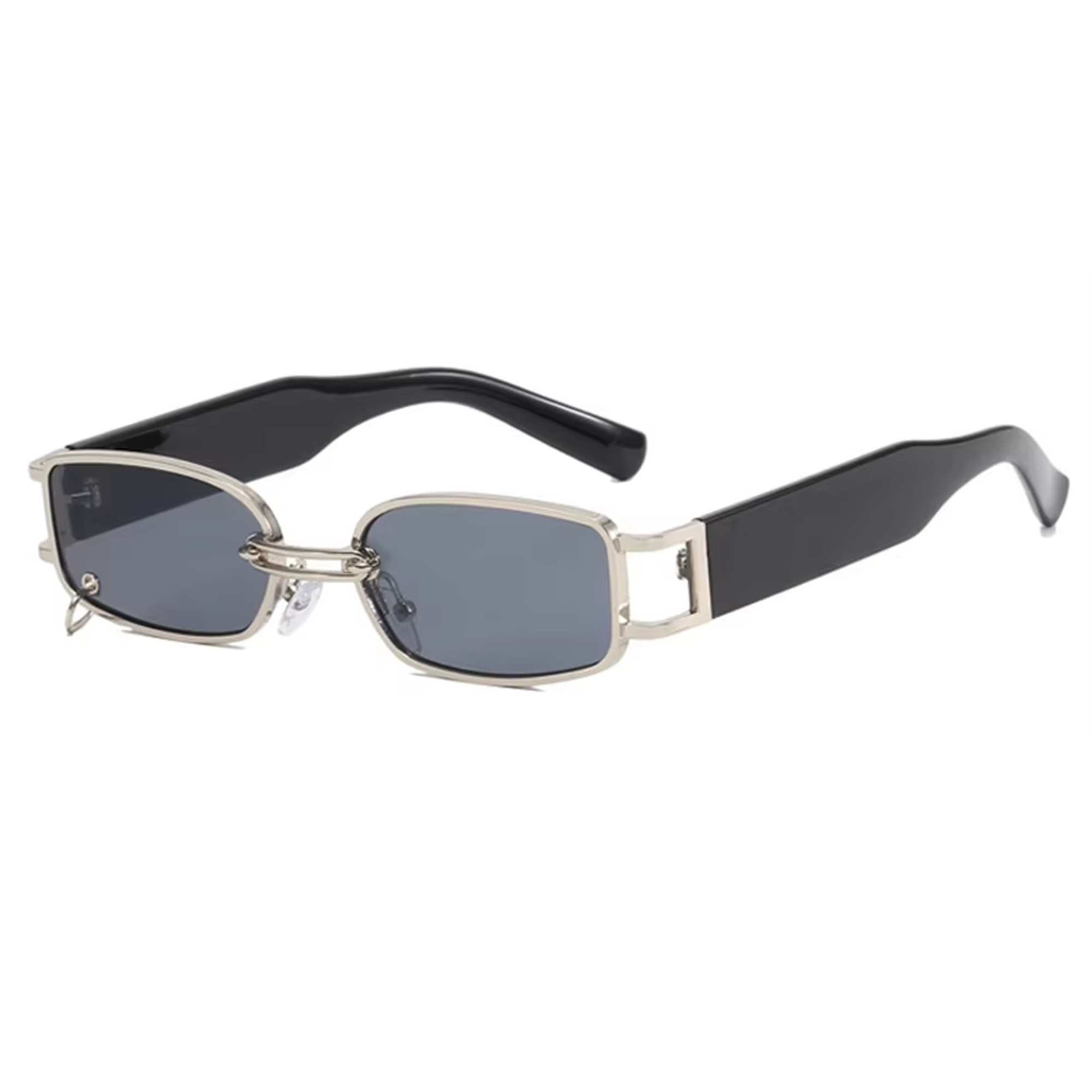 AUGEN Retro Rectangular Metal Unisex Sunglasses UV 400 Protected Medium Size (215-C1)