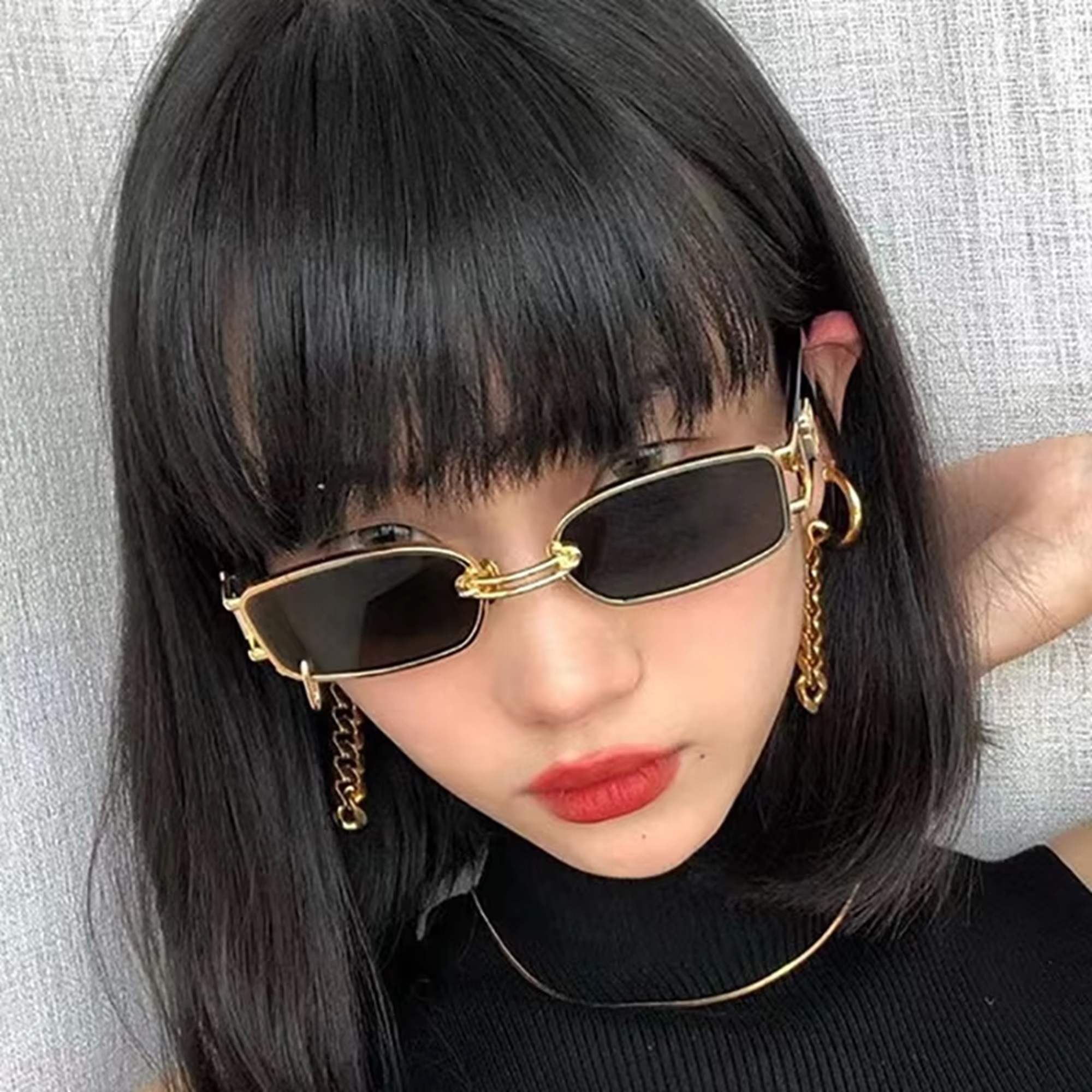 AUGEN Retro Rectangular Metal Unisex Sunglasses UV 400 Protected Medium Size (215-C3)
