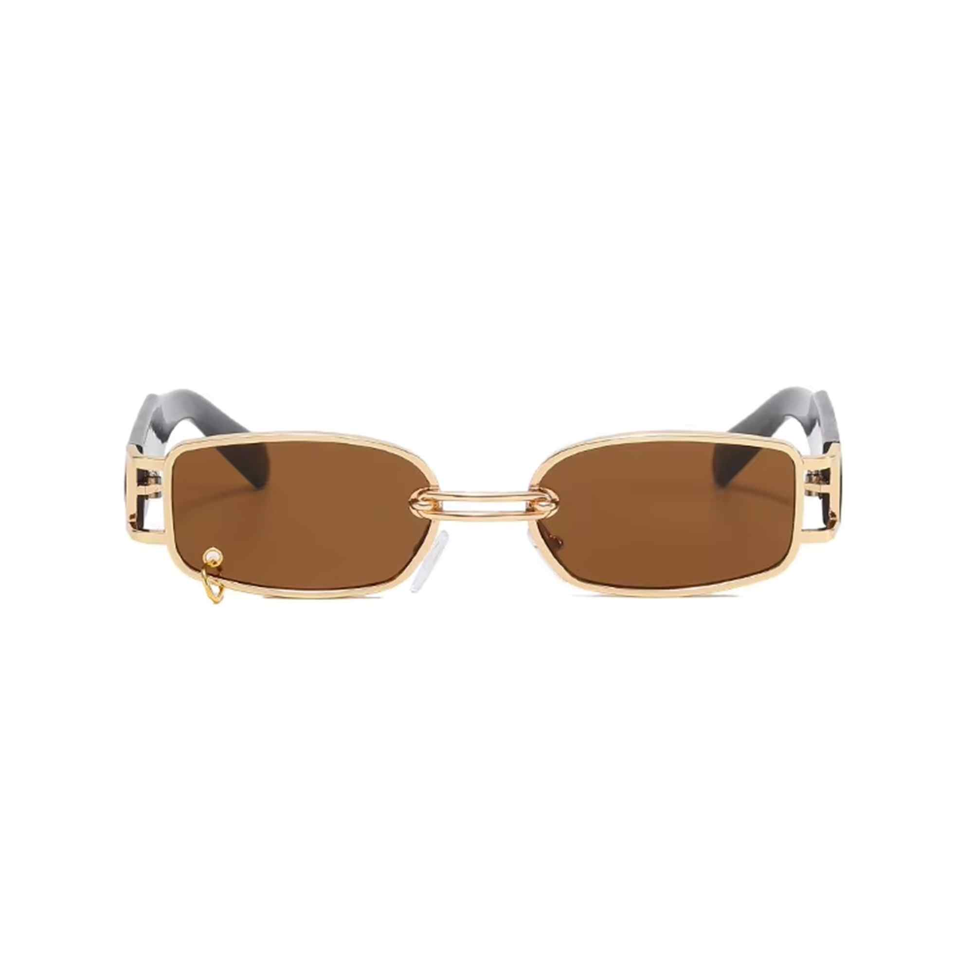 AUGEN Retro Rectangular Metal Unisex Sunglasses UV 400 Protected Medium Size (215-C3)