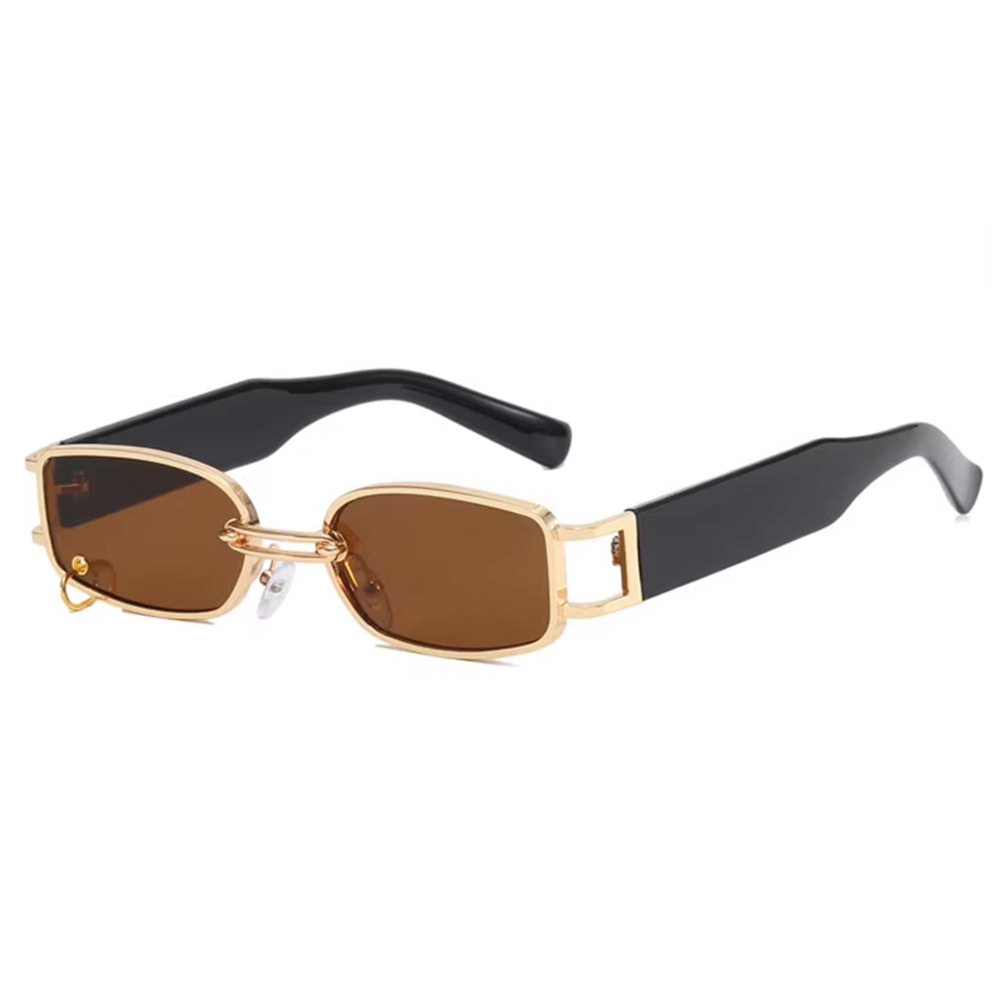 AUGEN Retro Rectangular Metal Unisex Sunglasses UV 400 Protected Medium Size (215-C3)