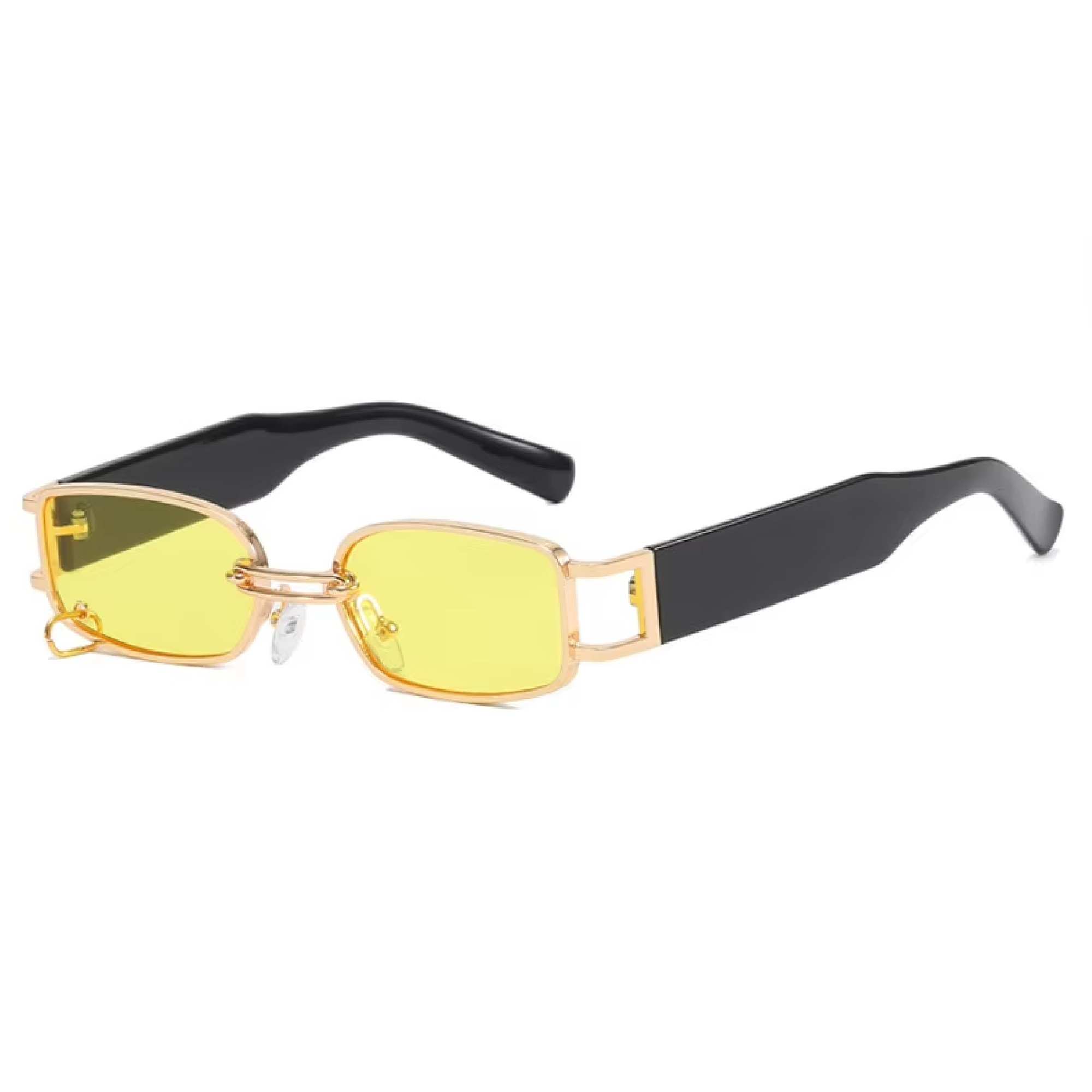 AUGEN Retro Rectangular Metal Unisex Sunglasses UV 400 Protected Medium Size (215-C5)