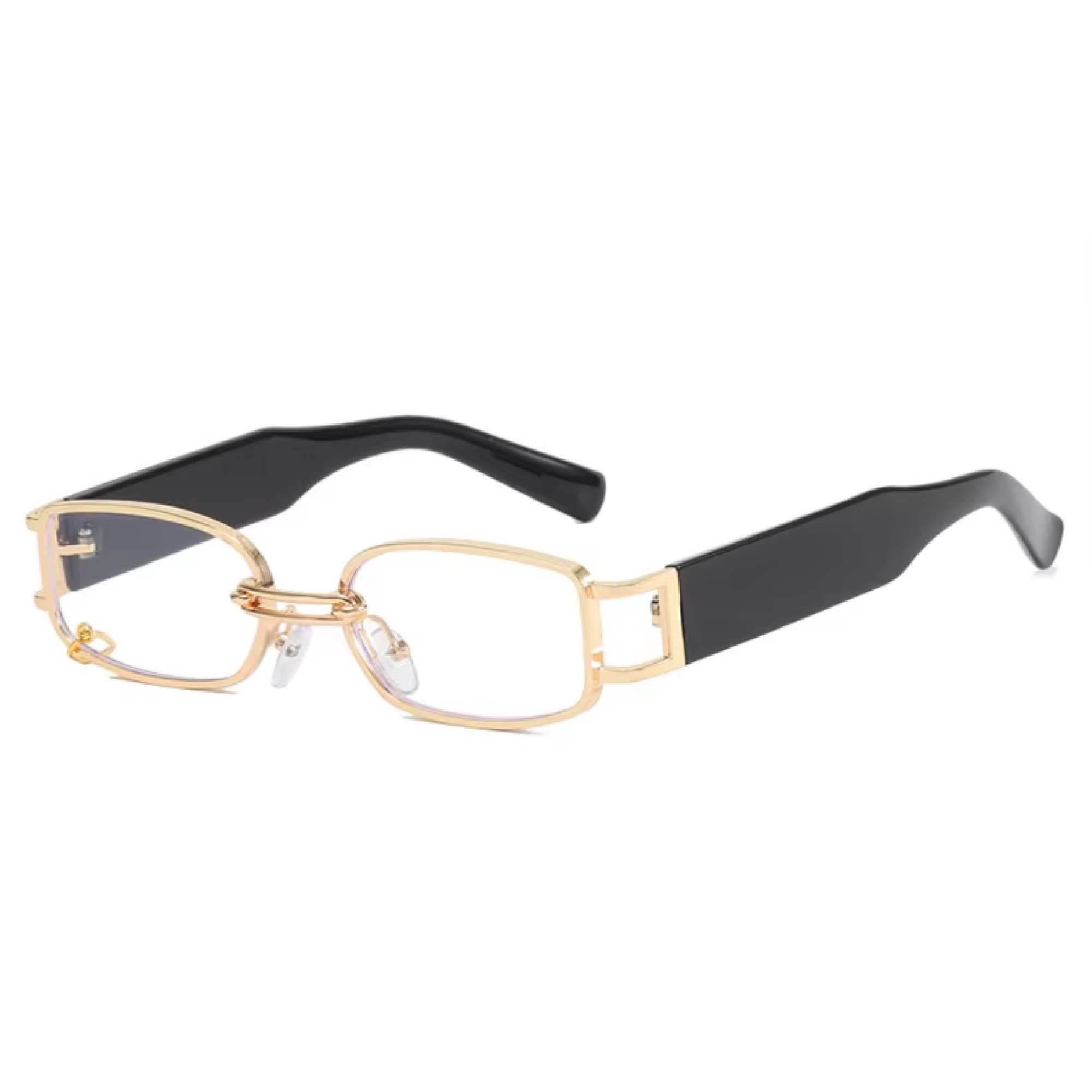 AUGEN Retro Rectangular Metal Unisex Sunglasses UV 400 Protected Medium Size (215-C6)