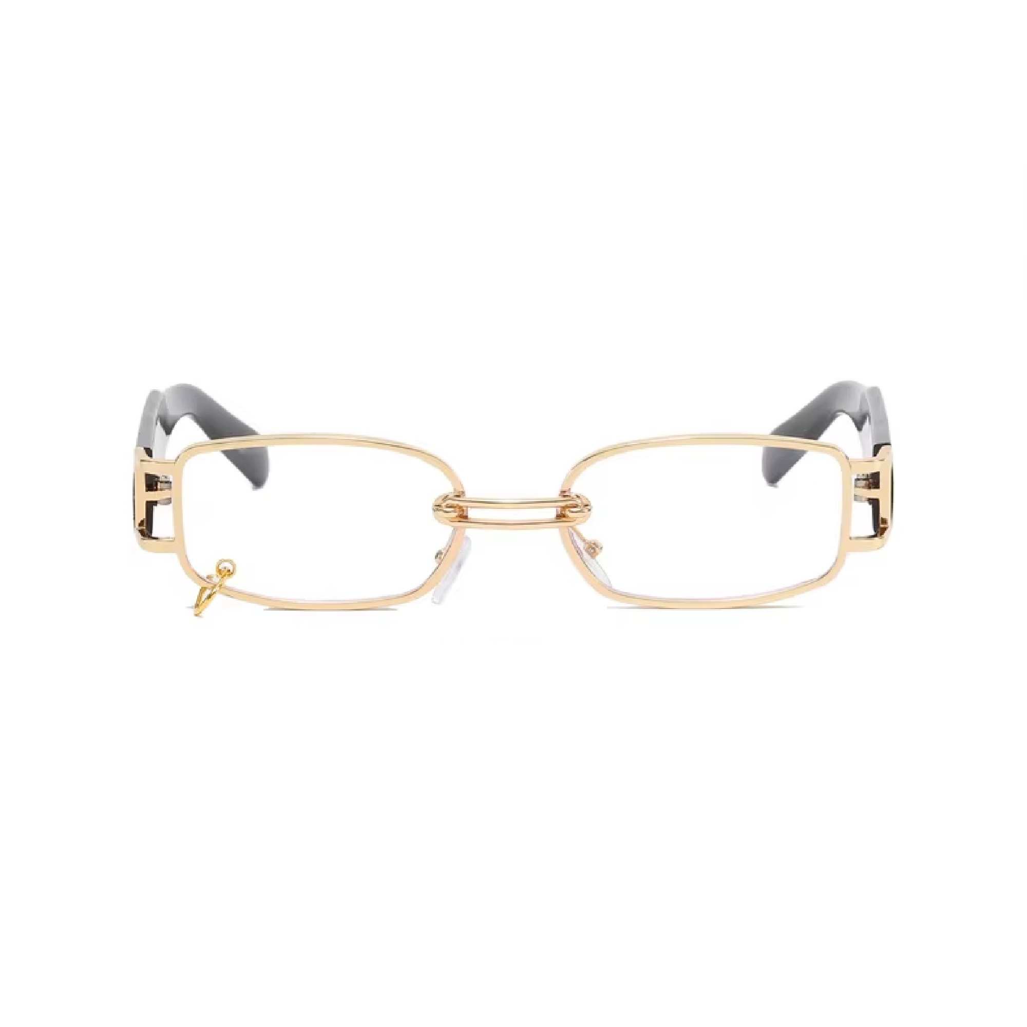 AUGEN Retro Rectangular Metal Unisex Sunglasses UV 400 Protected Medium Size (215-C6)