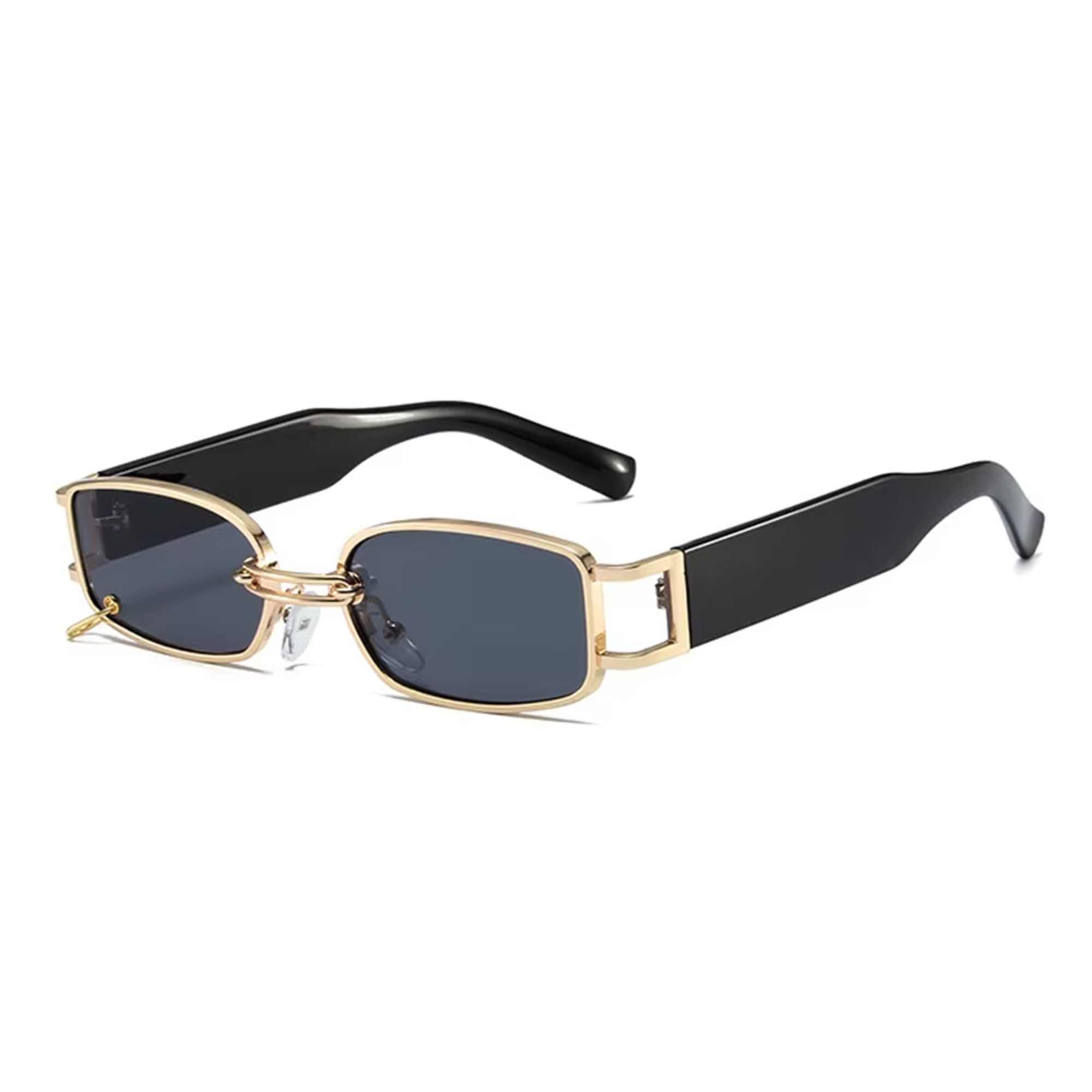 AUGEN Retro Rectangular Metal Unisex Sunglasses UV 400 Protected Medium Size (215-C7)