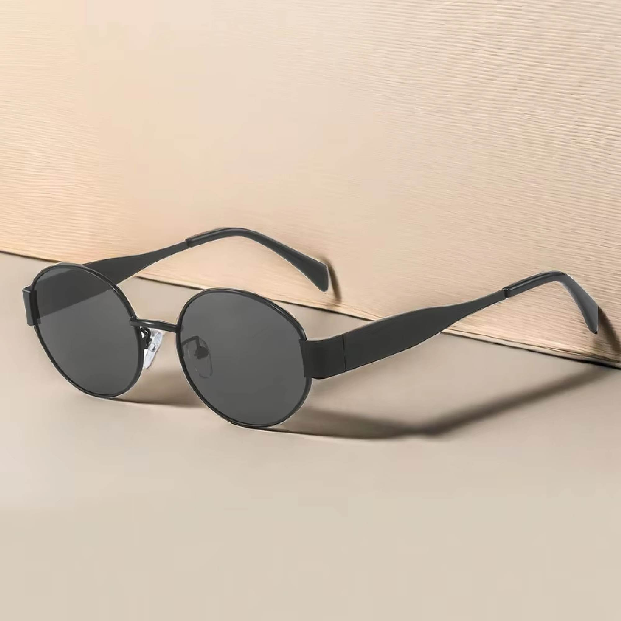 AUGEN Retro Oval Metal Unisex Sunglasses UV 400 Protected Medium Size (216-C1)