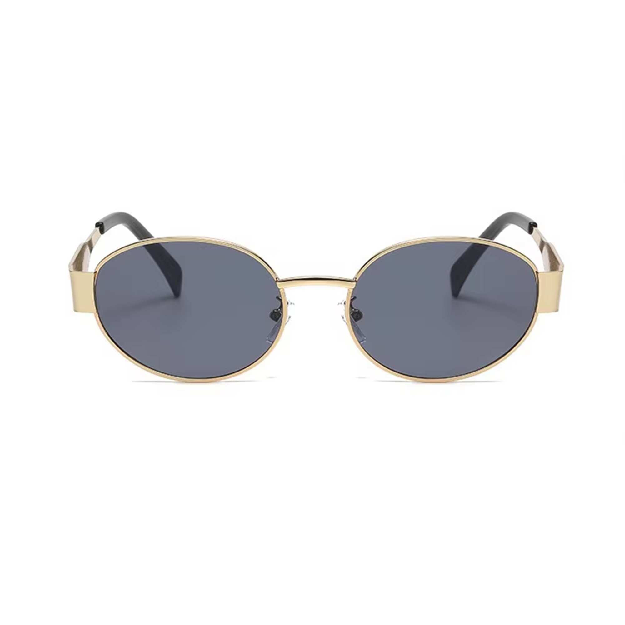 AUGEN Retro Oval Metal Unisex Sunglasses UV 400 Protected Medium Size (216-C2)