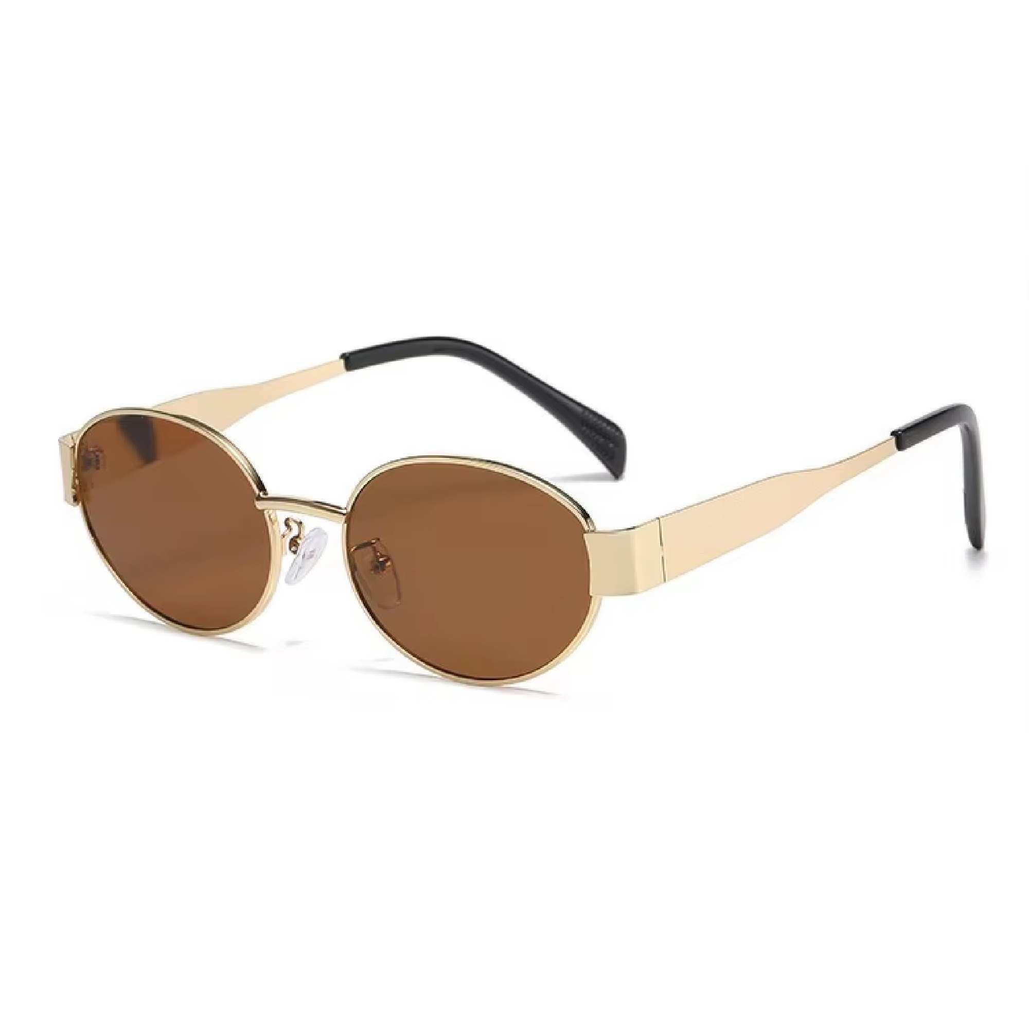 AUGEN Retro Oval Metal Unisex Sunglasses UV 400 Protected Medium Size (216-C4)