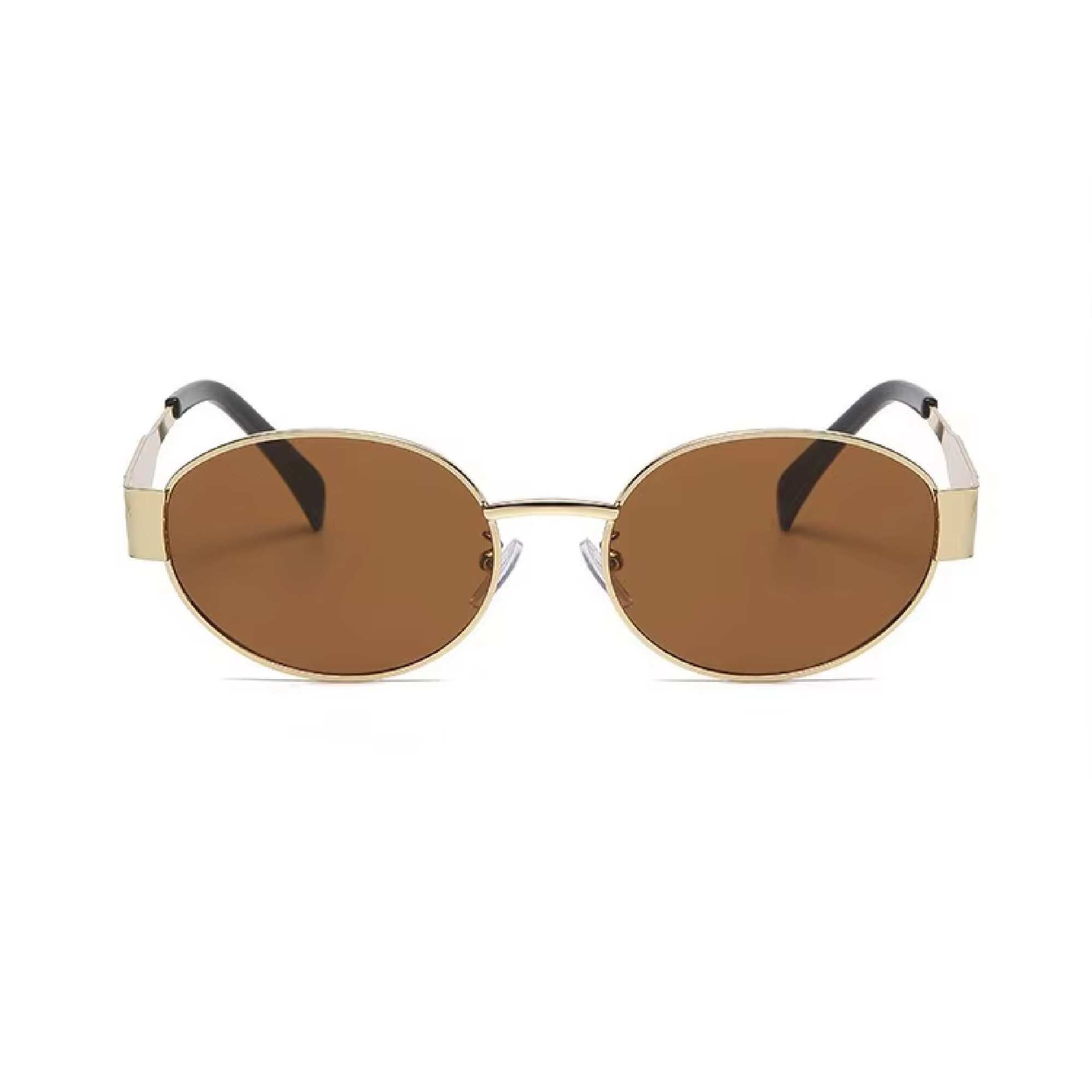 AUGEN Retro Oval Metal Unisex Sunglasses UV 400 Protected Medium Size (216-C4)