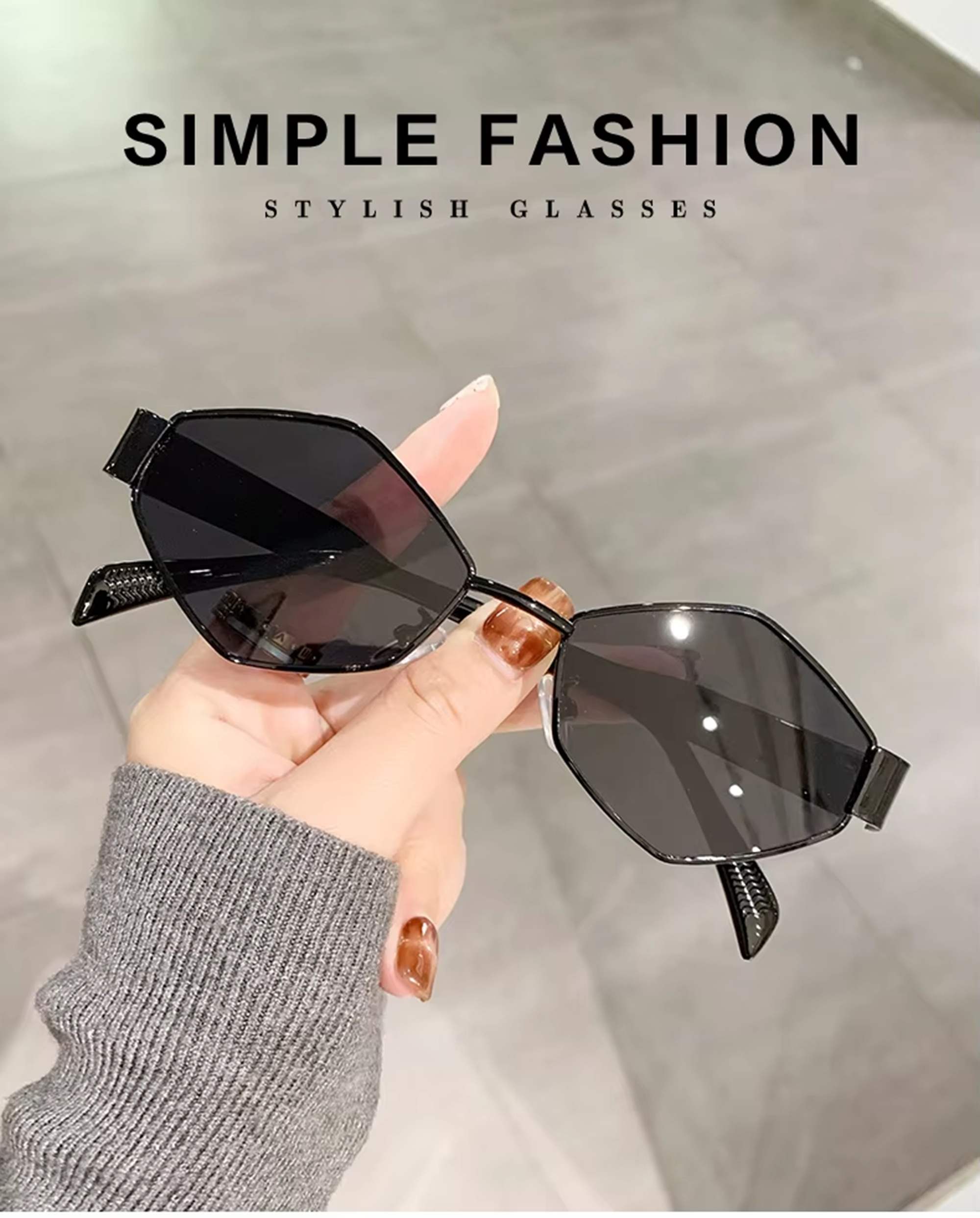 AUGEN Minimalist Hexagonal Sunglasses UV 400 Protected Unisex Small Size (218-C3)