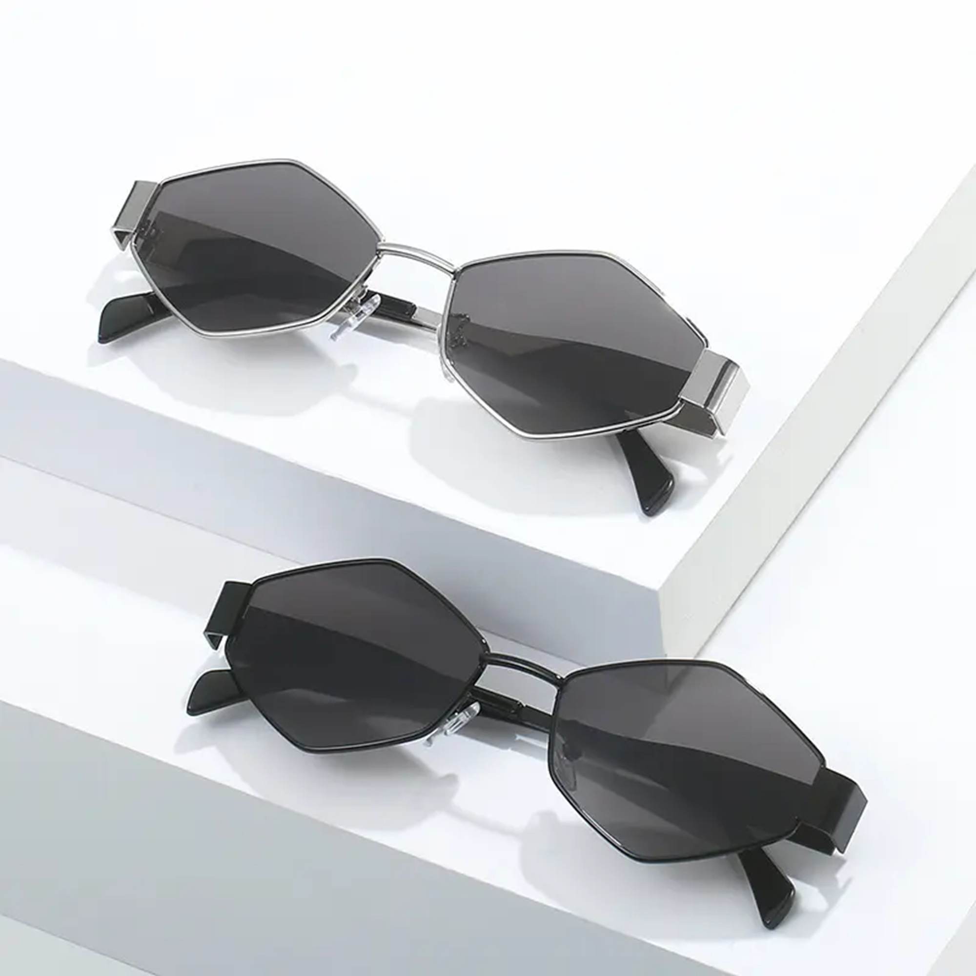 AUGEN Minimalist Hexagonal Sunglasses UV 400 Protected Unisex Small Size (218-C3)