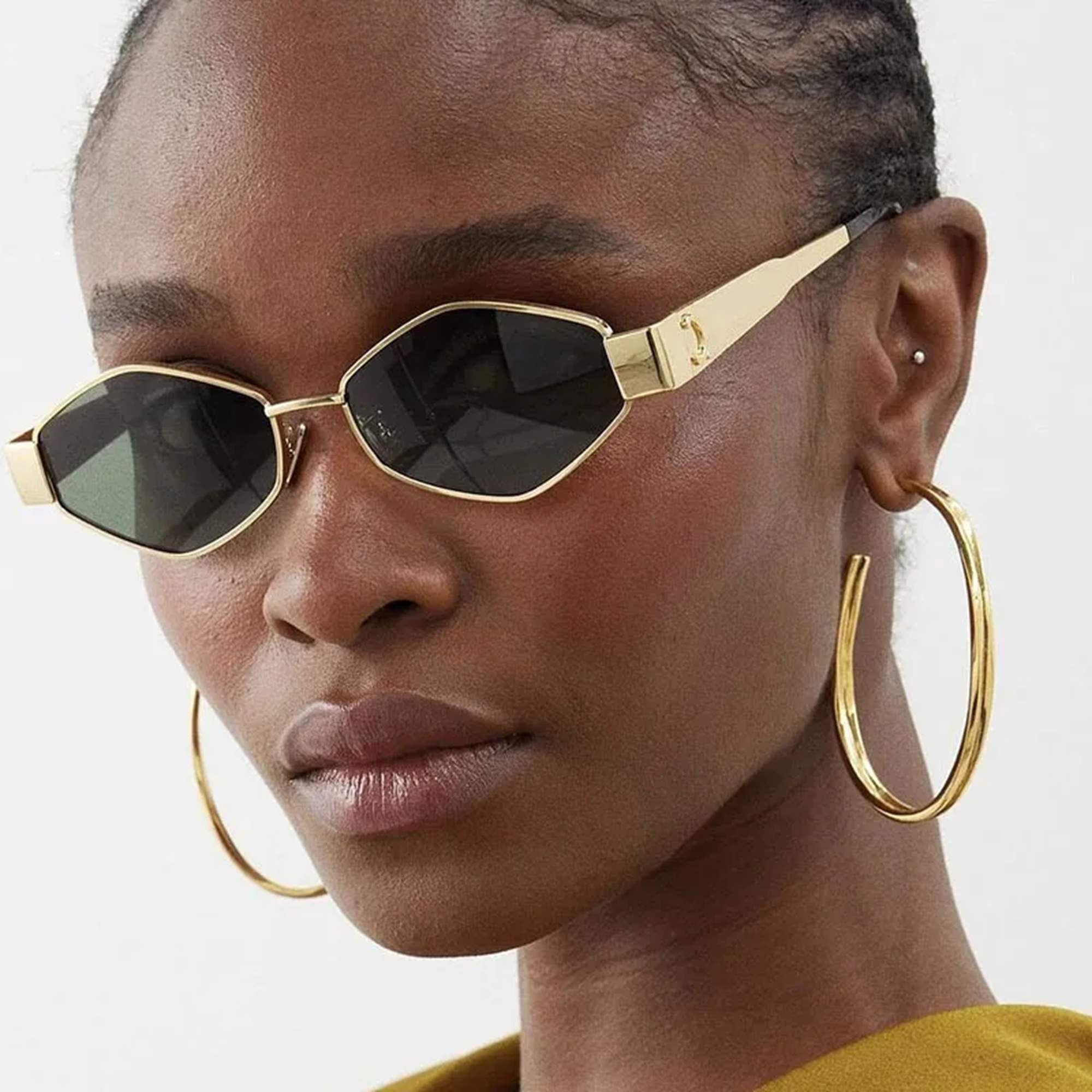AUGEN Minimalist Hexagonal Sunglasses UV 400 Protected Unisex Small Size (218-C6)