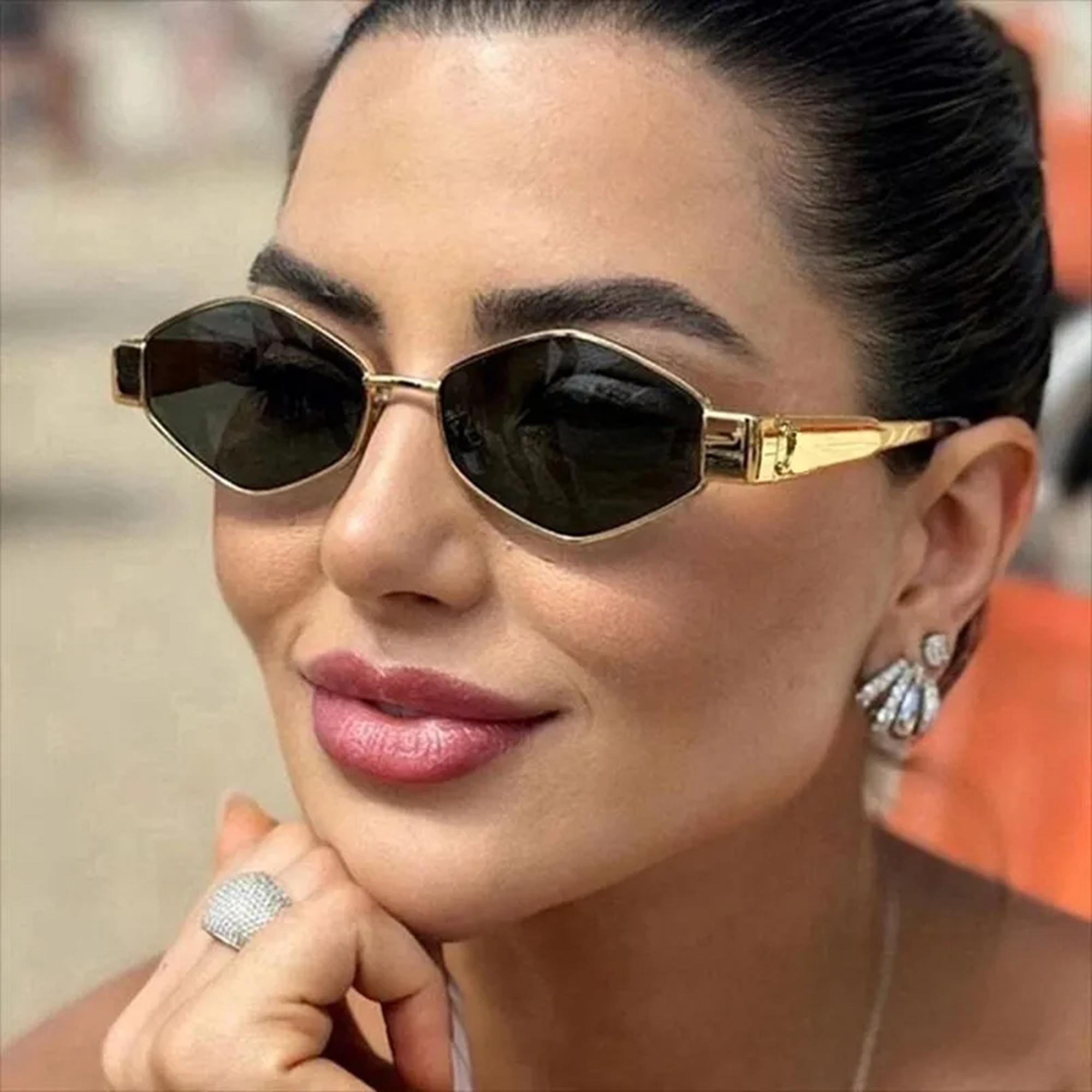 AUGEN Minimalist Hexagonal Sunglasses UV 400 Protected Unisex Small Size (218-C6)