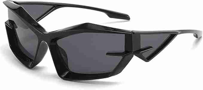 AUGEN Cool Futuristic Y2K Sunglasses Men Women Sports Wraparound Shield Cat Eye Glass Alien Space Shades (223-C1)