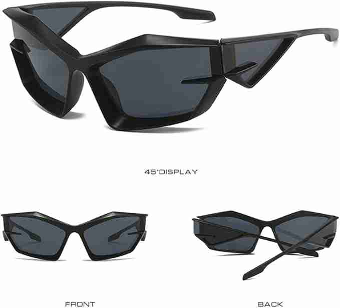 AUGEN Cool Futuristic Y2K Sunglasses Men Women Sports Wraparound Shield Cat Eye Glass Alien Space Shades (223-C1)
