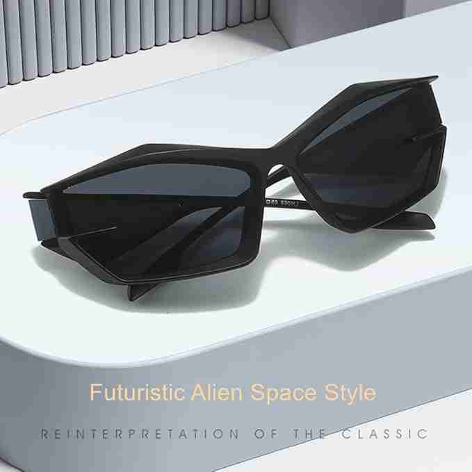 AUGEN Cool Futuristic Y2K Sunglasses Men Women Sports Wraparound Shield Cat Eye Glass Alien Space Shades (223-C1)