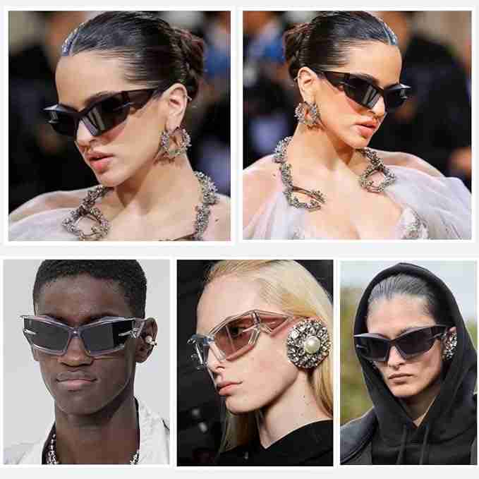 AUGEN Cool Futuristic Y2K Sunglasses Men Women Sports Wraparound Shield Cat Eye Glass Alien Space Shades (223-C1)