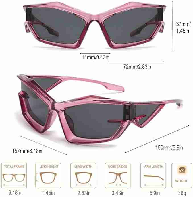 AUGEN Cool Futuristic Y2K Sunglasses Men Women Sports Wraparound Shield Cat Eye Glass Alien Space Shades (223-C10)