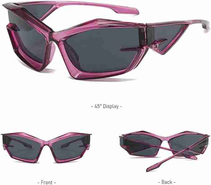 AUGEN Cool Futuristic Y2K Sunglasses Men Women Sports Wraparound Shield Cat Eye Glass Alien Space Shades (223-C10)