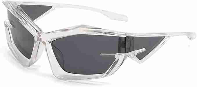 AUGEN Cool Futuristic Y2K Sunglasses Men Women Sports Wraparound Shield Cat Eye Glass Alien Space Shades (223-C3)