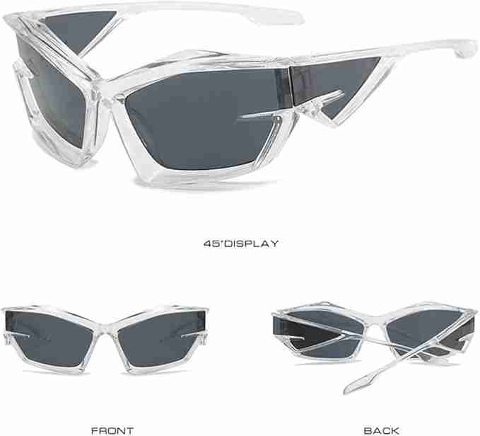 AUGEN Cool Futuristic Y2K Sunglasses Men Women Sports Wraparound Shield Cat Eye Glass Alien Space Shades (223-C3)