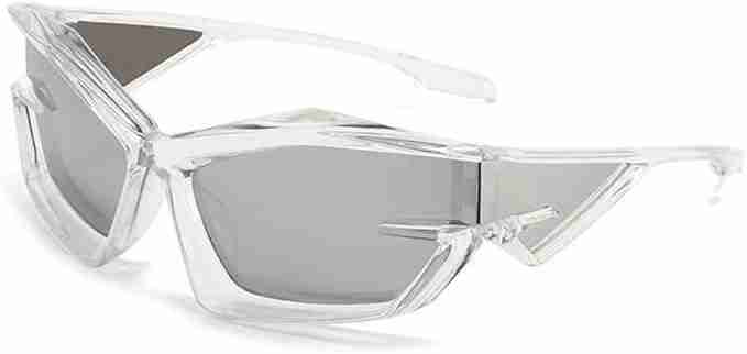 AUGEN Cool Futuristic Y2K Sunglasses Men Women Sports Wraparound Shield Cat Eye Glass Alien Space Shades (223-C4)
