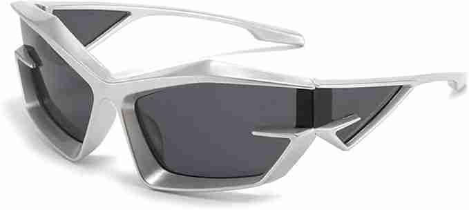 AUGEN Cool Futuristic Y2K Sunglasses Men Women Sports Wraparound Shield Cat Eye Glass Alien Space Shades (223-C5)