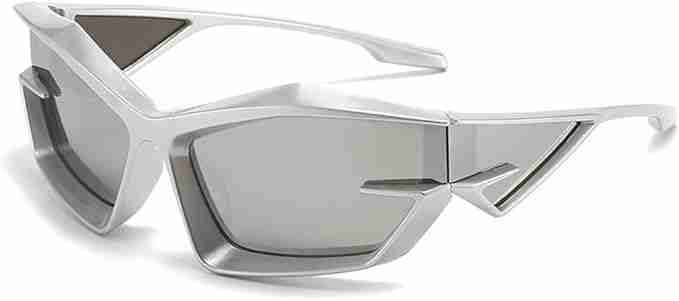 AUGEN Cool Futuristic Y2K Sunglasses Men Women Sports Wraparound Shield Cat Eye Glass Alien Space Shades (223-C6)