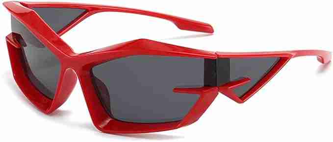 AUGEN Cool Futuristic Y2K Sunglasses Men Women Sports Wraparound Shield Cat Eye Glass Alien Space Shades (223-C7)