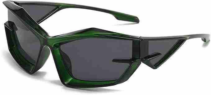 AUGEN Cool Futuristic Y2K Sunglasses Men Women Sports Wraparound Shield Cat Eye Glass Alien Space Shades (223-C8)