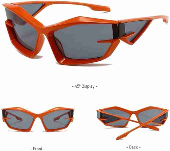 AUGEN Cool Futuristic Y2K Sunglasses Men Women Sports Wraparound Shield Cat Eye Glass Alien Space Shades (223-C9)
