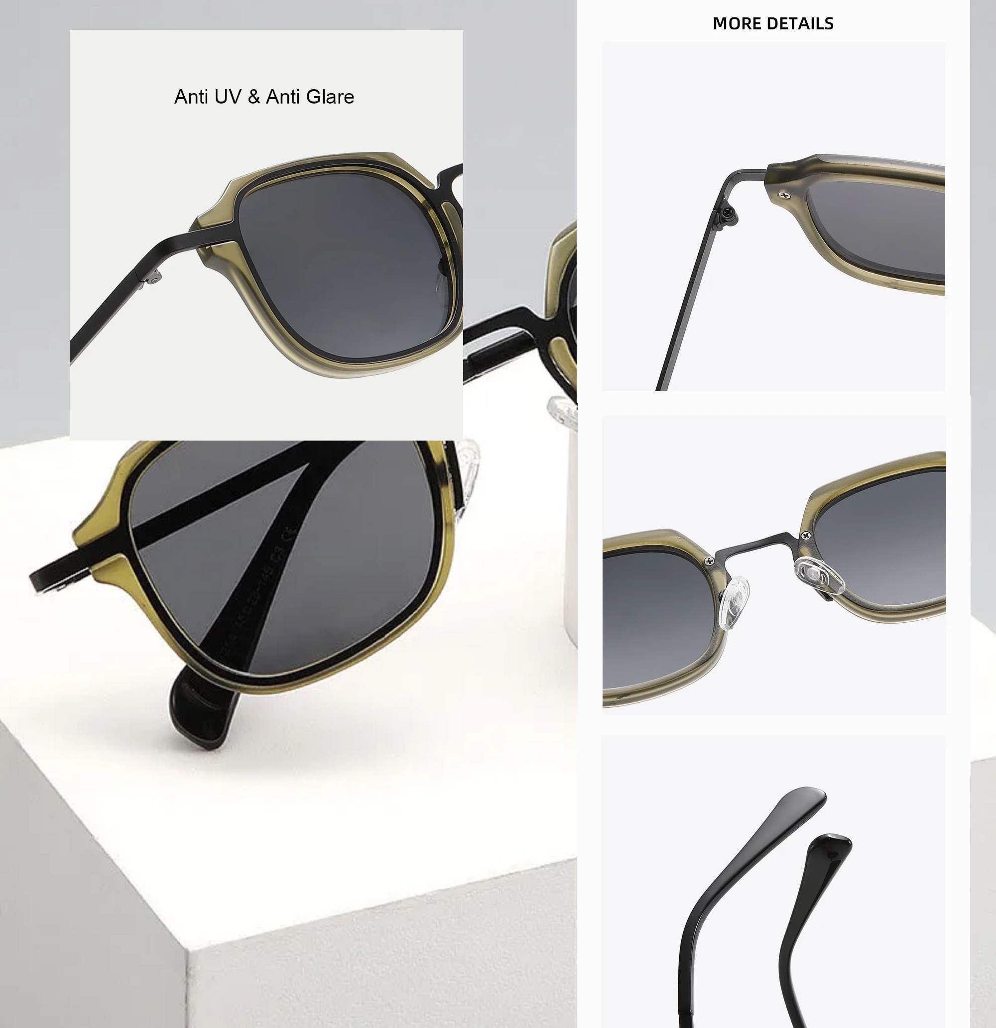 AUGEN Polarized Retro Square Sunglasses UV 400 Protected Unisex Small Size (224-C2)