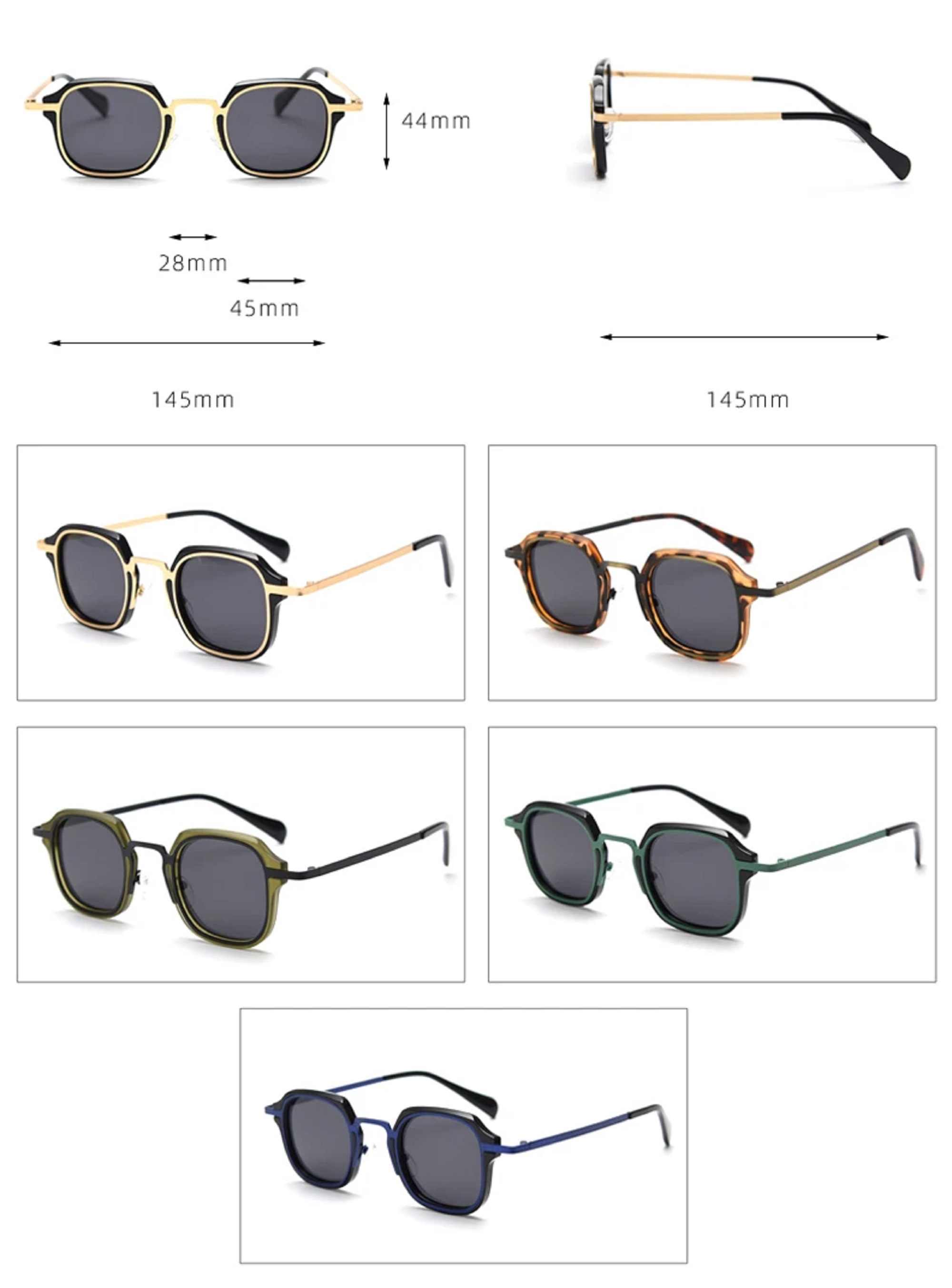 AUGEN Polarized Retro Square Sunglasses UV 400 Protected Unisex Small Size (224-C2)
