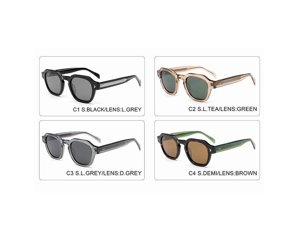 AUGEN Acetate Polarized Sunglasses for Men & Women – Stylish Retro Square Frame, 1.1mm Polarized Lens, UV Protection Eyewear (M233-C1)