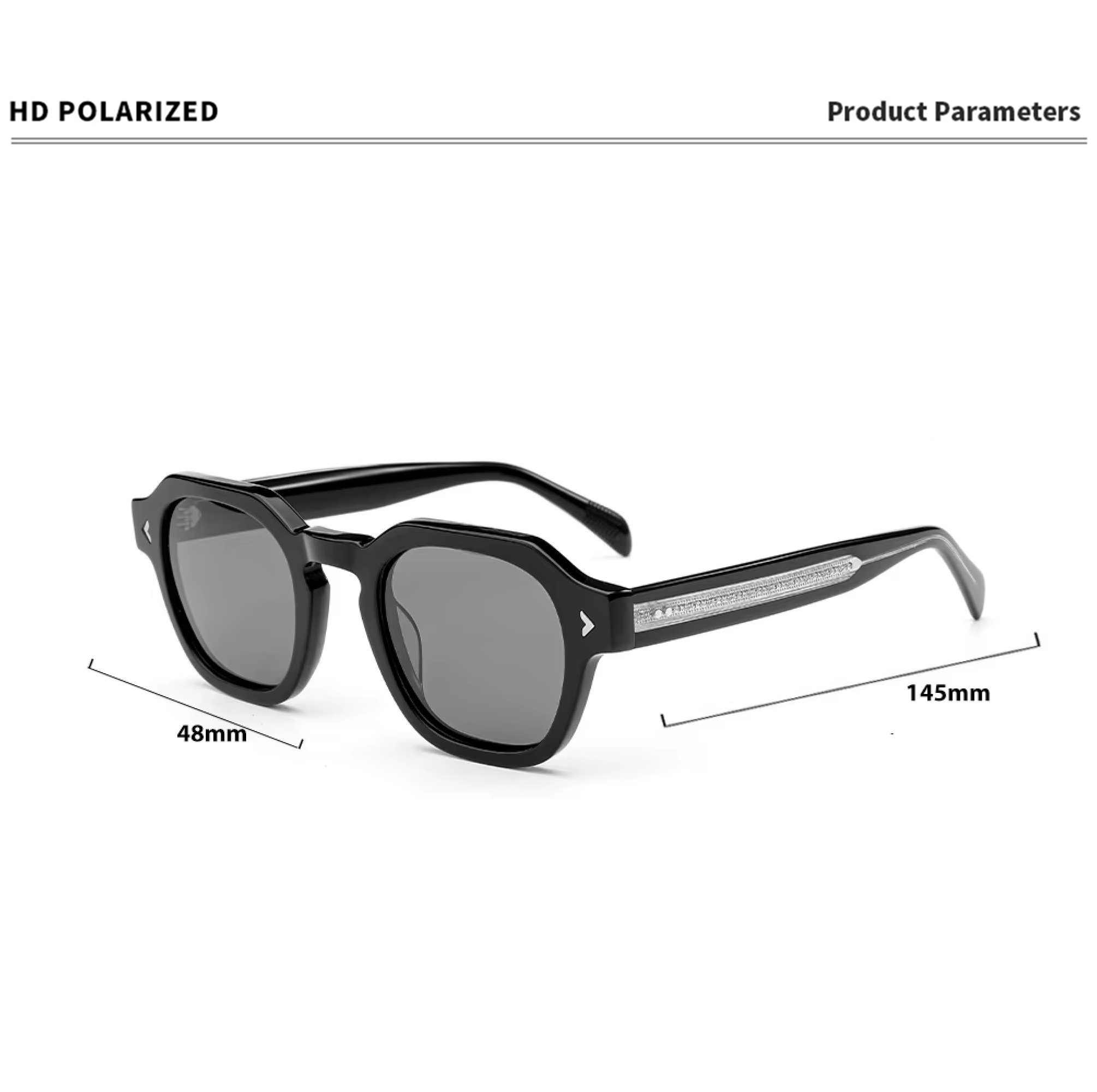 AUGEN Acetate Polarized Sunglasses for Men & Women – Stylish Retro Square Frame, 1.1mm Polarized Lens, UV Protection Eyewear (M233-C1)