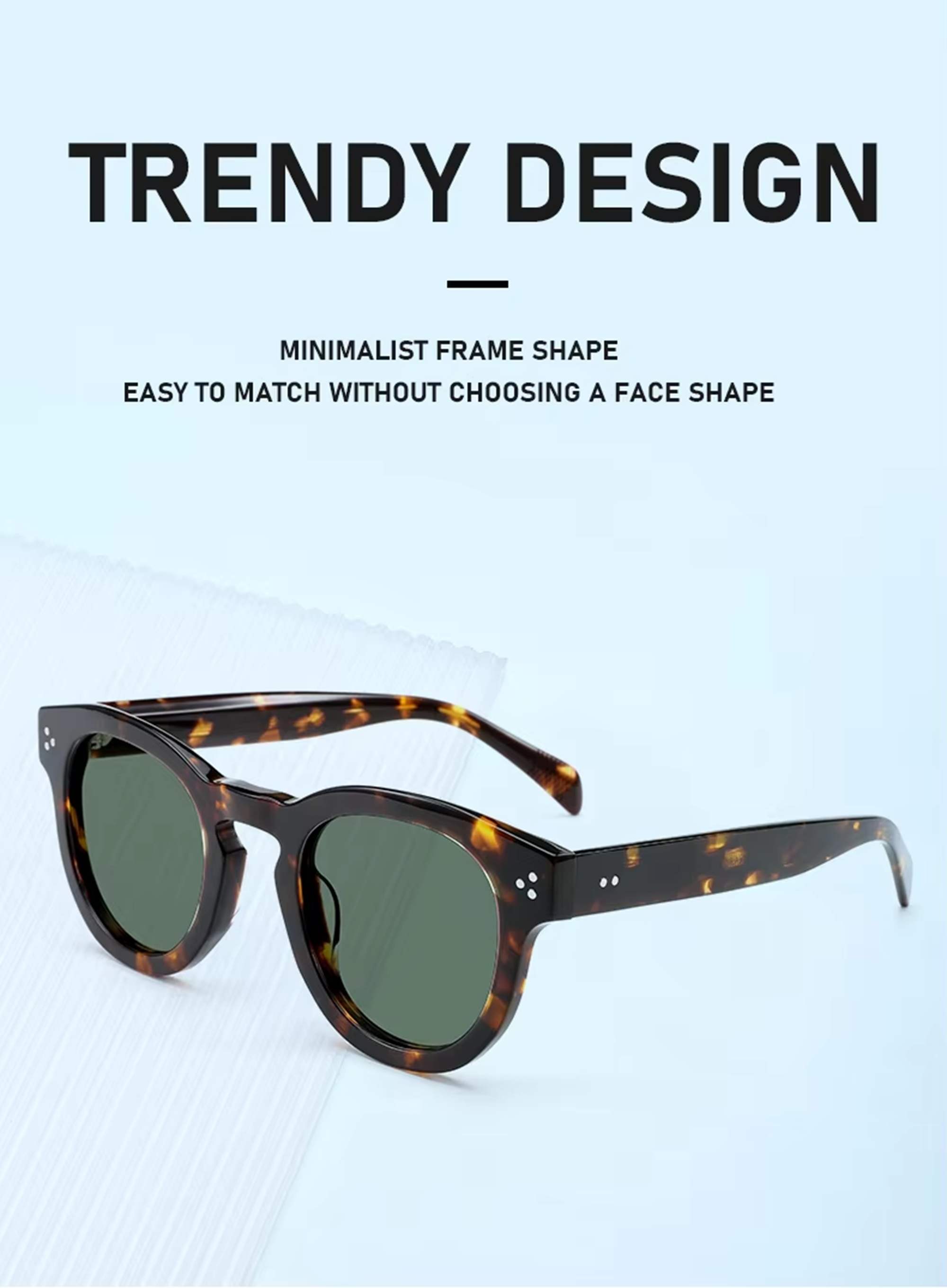 AUGEN Polarized Sunglasses for Men & Women | Acetate Frame | 2025 Trendy Round Sunglasses | UV Protection & HD Polarized Lenses | Unisex Eyewear for All Face Shapes (M234-C2)