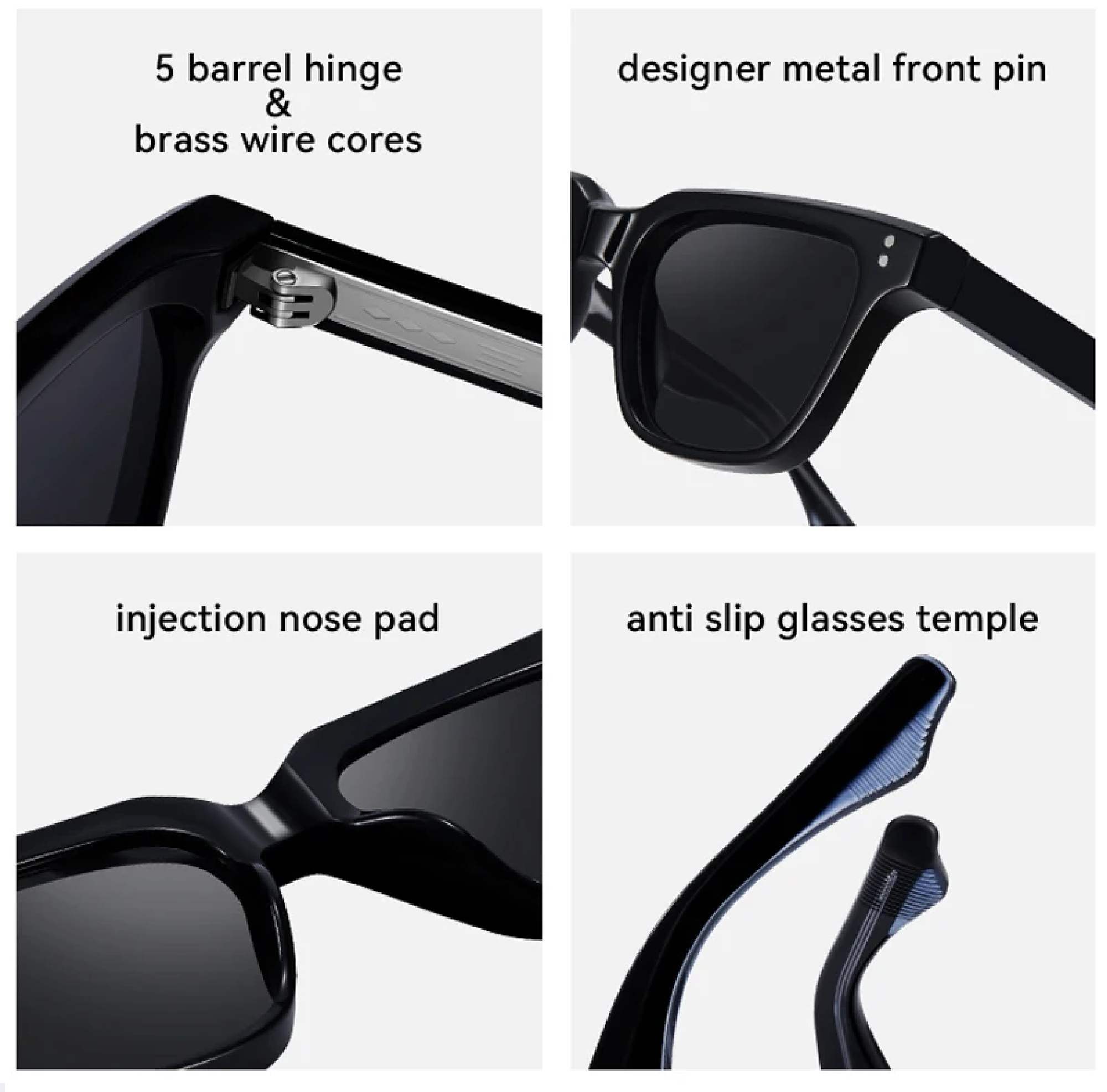 AUGEN Unisex Classic Square Sunglasses | Anti-Slip Frame | Designer Metal Pin | UV Protection | Multiple Lens Colors | Stylish Eyewear for Men & Women (M239-C2)