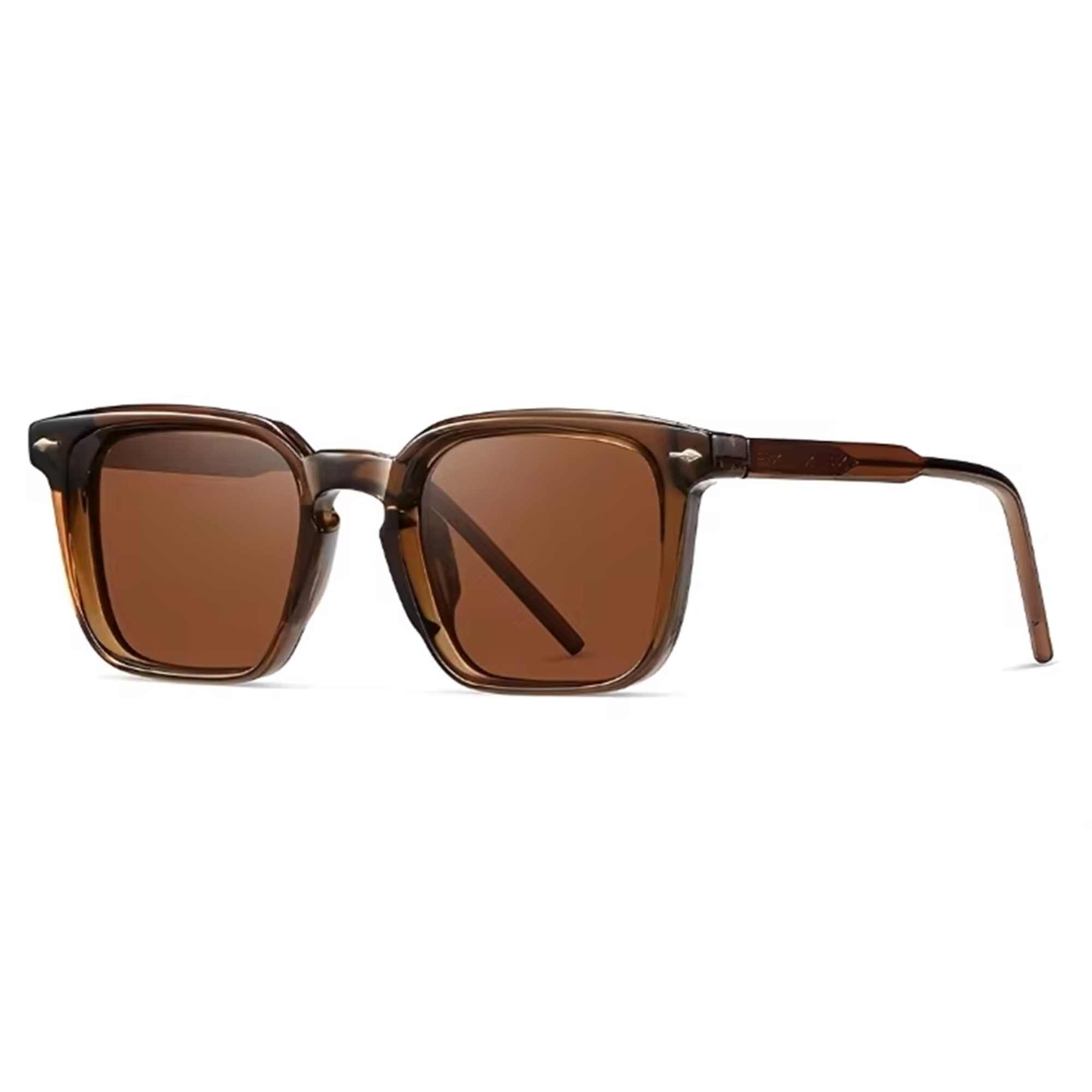 AUGEN Polarized Square Sunglasses for Men | Stylish UV Protection Eyewear with Anti-Slip Temple & 5-Barrel Hinge | Premium Frame for Outdoor, Travel, Driving  (M241-C2)