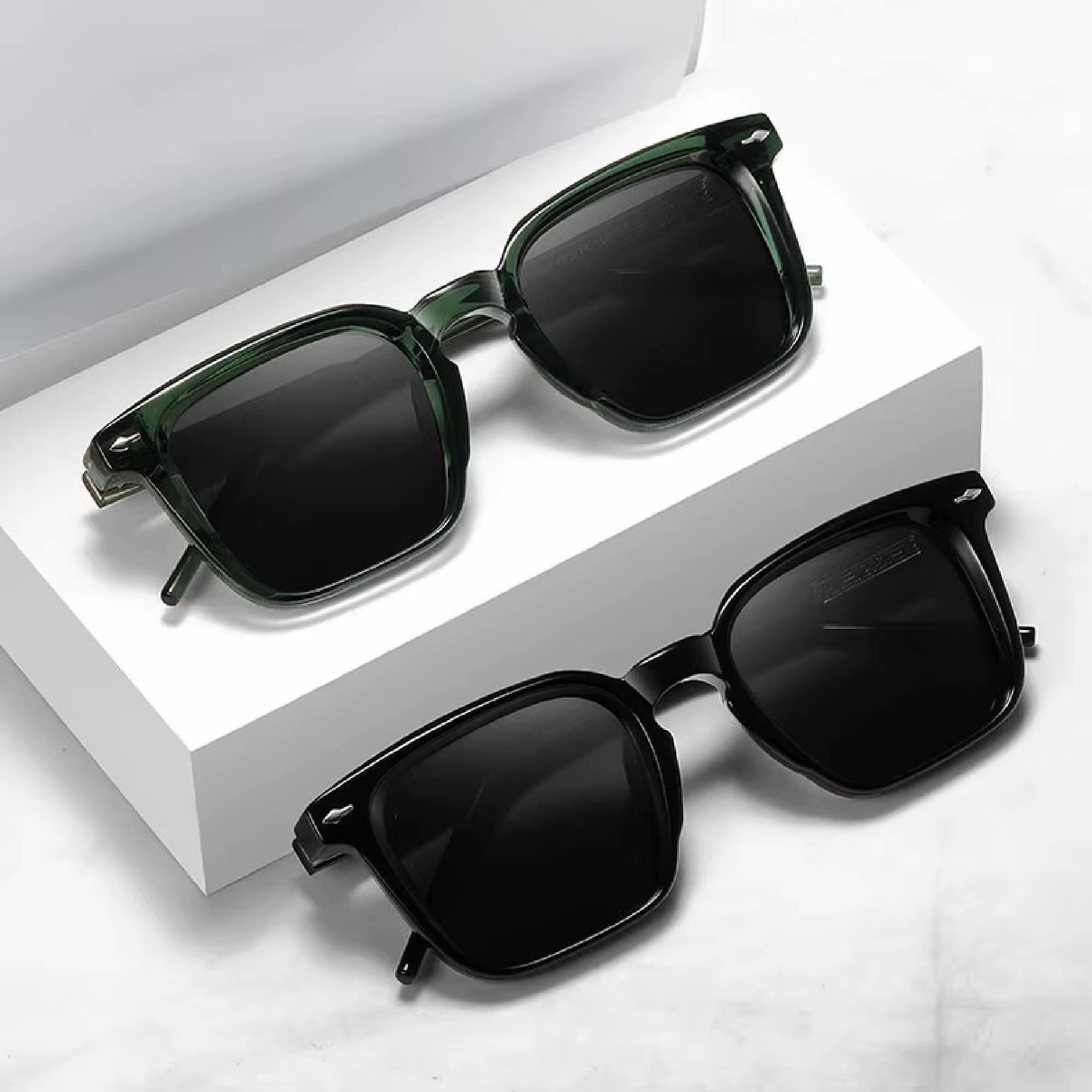 AUGEN Polarized Square Sunglasses for Men | Stylish UV Protection Eyewear with Anti-Slip Temple & 5-Barrel Hinge | Premium Frame for Outdoor, Travel, Driving  (M241-C3)