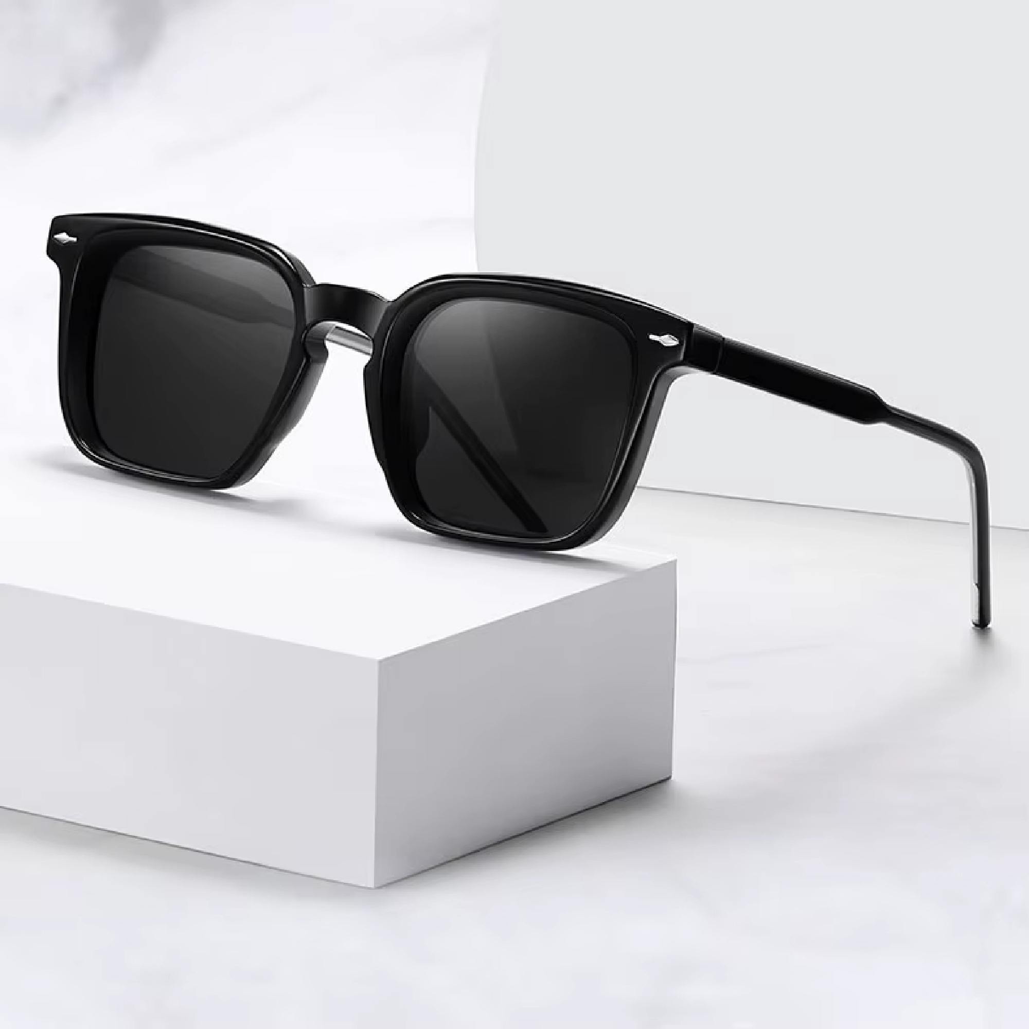 AUGEN Polarized Square Sunglasses for Men | Stylish UV Protection Eyewear with Anti-Slip Temple & 5-Barrel Hinge | Premium Frame for Outdoor, Travel, Driving  (M241-C3)