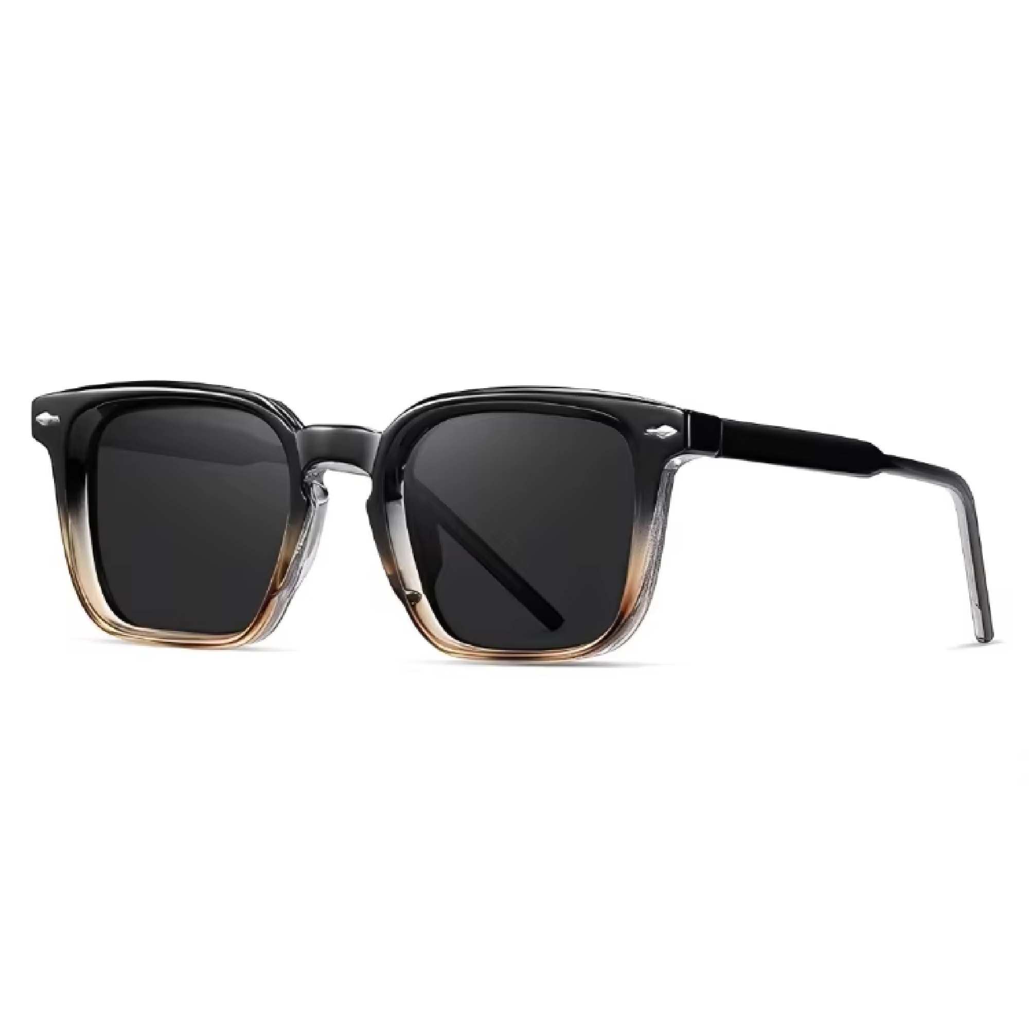 AUGEN Polarized Square Sunglasses for Men | Stylish UV Protection Eyewear with Anti-Slip Temple & 5-Barrel Hinge | Premium Frame for Outdoor, Travel, Driving  (M241-C5)
