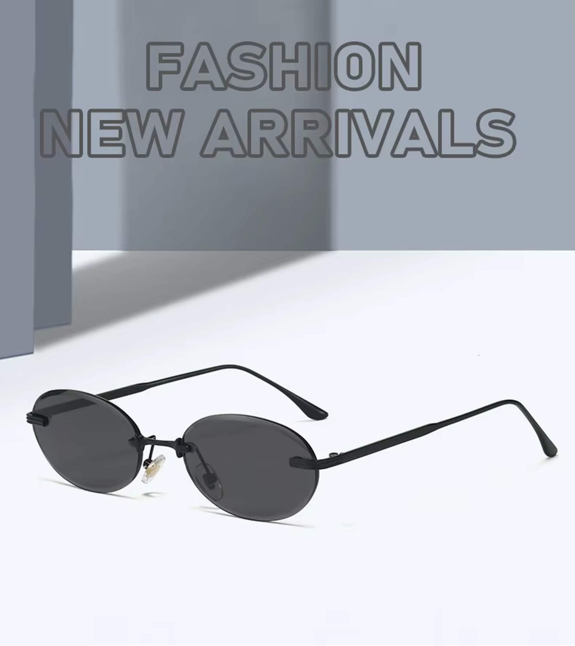 AUGEN Retro Oval Rimless Sunglasses for Men & Women | UV400 Protection | Lightweight Vintage Metal Frame Stylish Shades | Trendy Unisex Eyewear for Travel, Beach, Driving (M242-C2)