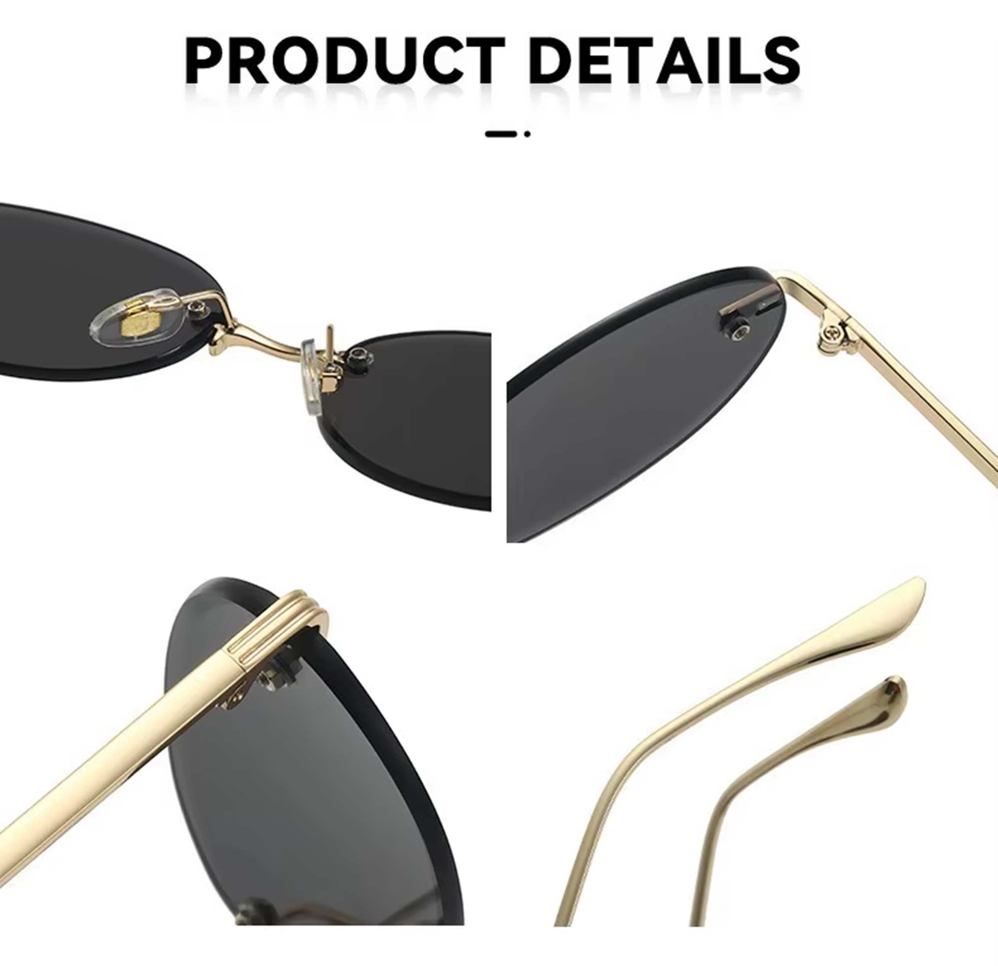 AUGEN Retro Oval Rimless Sunglasses for Men & Women | UV400 Protection | Lightweight Vintage Metal Frame Stylish Shades | Trendy Unisex Eyewear for Travel, Beach, Driving (M242-C2)