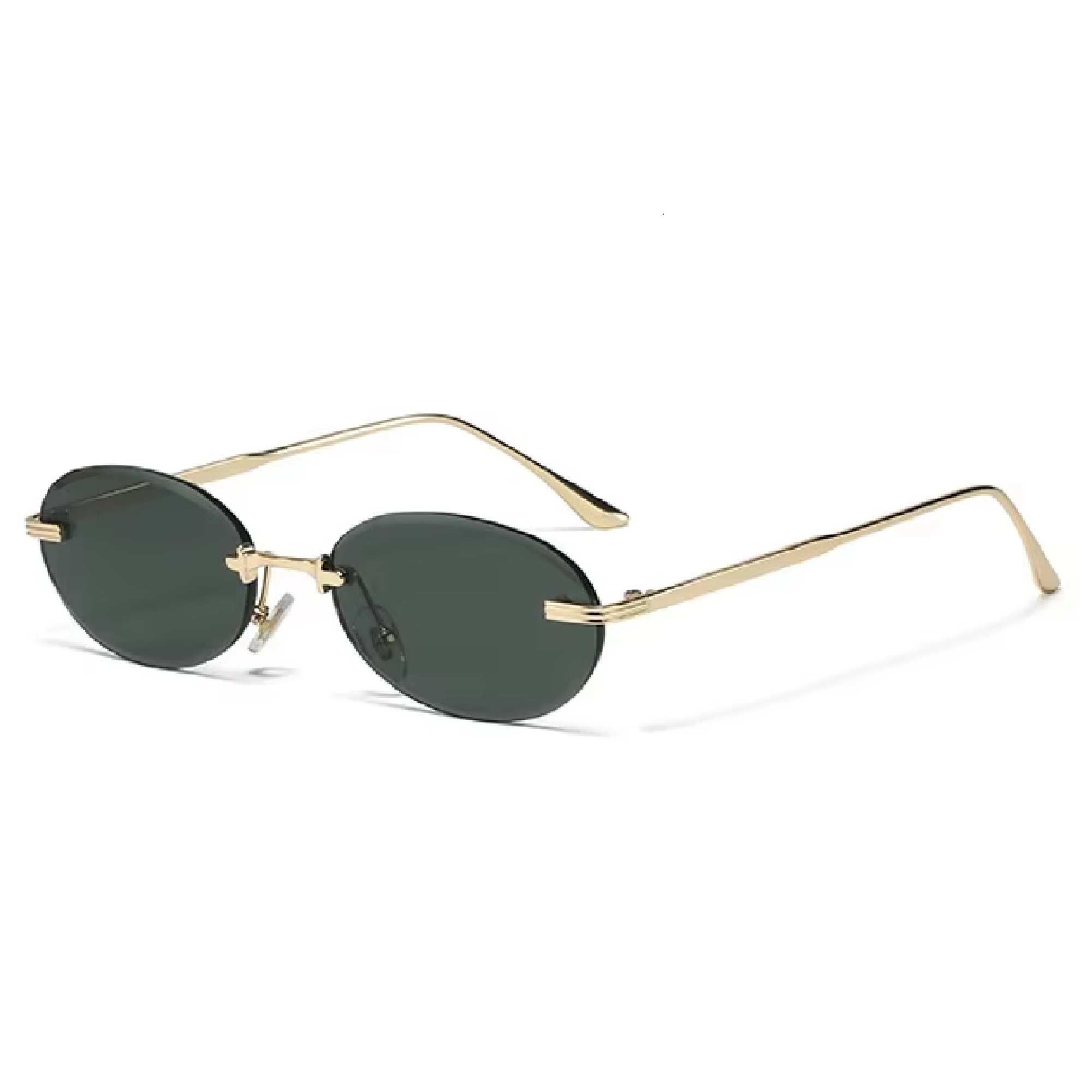AUGEN Retro Oval Rimless Sunglasses for Men & Women | UV400 Protection | Lightweight Vintage Metal Frame Stylish Shades | Trendy Unisex Eyewear for Travel, Beach, Driving (M242-C4)