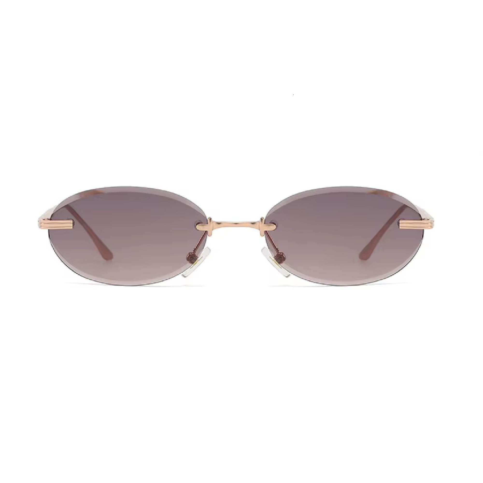 AUGEN Retro Oval Rimless Sunglasses for Men & Women | UV400 Protection | Lightweight Vintage Metal Frame Stylish Shades | Trendy Unisex Eyewear for Travel, Beach, Driving (M242-C5)