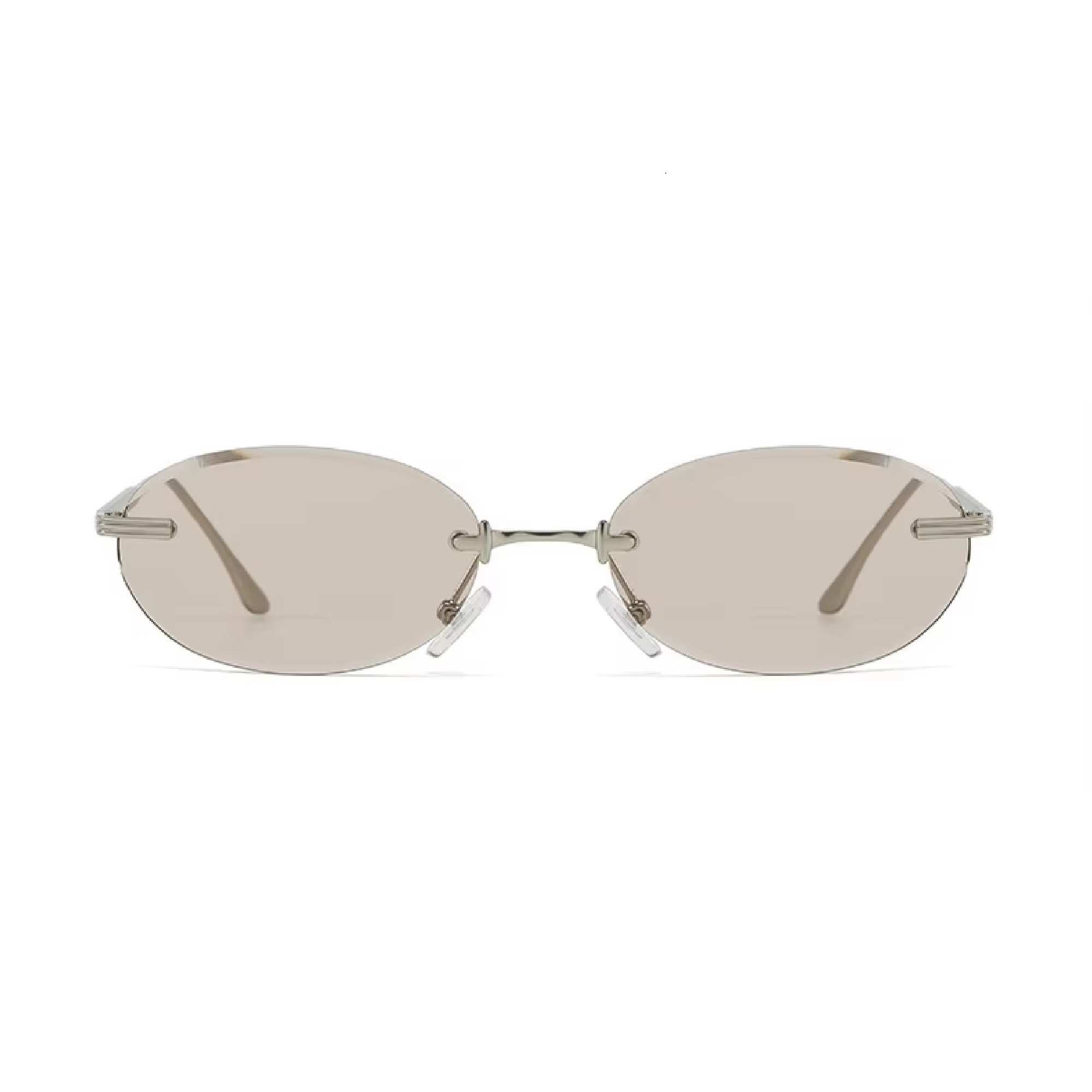 AUGEN Retro Oval Rimless Sunglasses for Men & Women | UV400 Protection | Lightweight Vintage Metal Frame Stylish Shades | Trendy Unisex Eyewear for Travel, Beach, Driving (M242-C6)