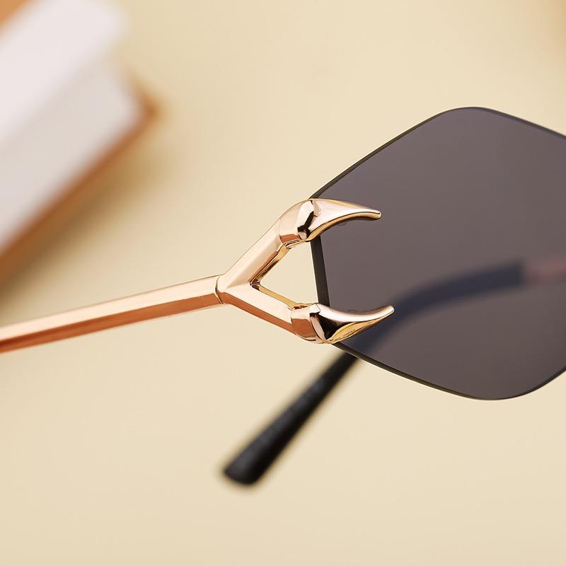 AUGEN Frameless Diamond Lens Sunglasses for Women & Men – Claw Design Luxury Shades, Adjustable Nose Pads, Lightweight Metal Frame, Trendy Geometric UV400 Fashion Eyewear (M251-C2)